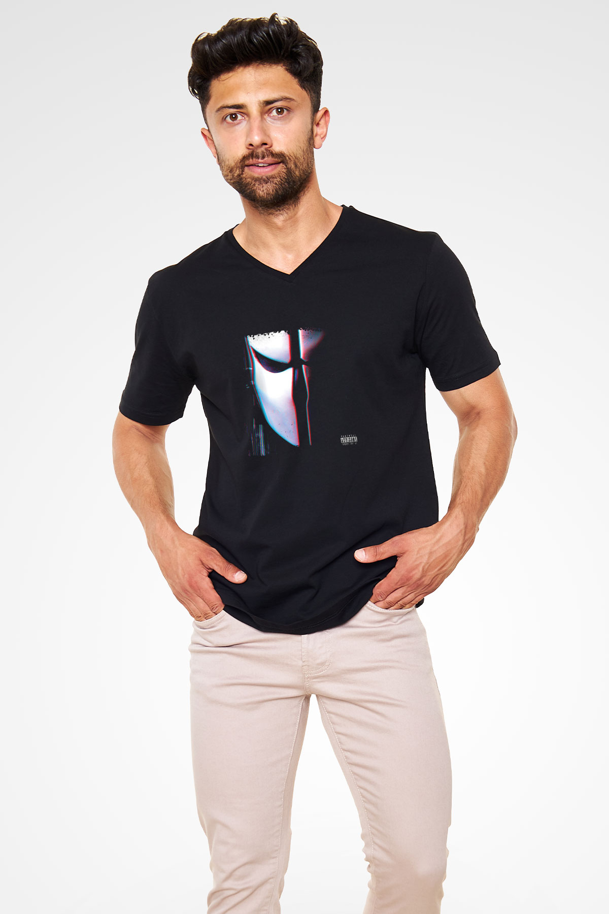 Skrillex Baskılı Unisex Siyah V Yaka Tişört
