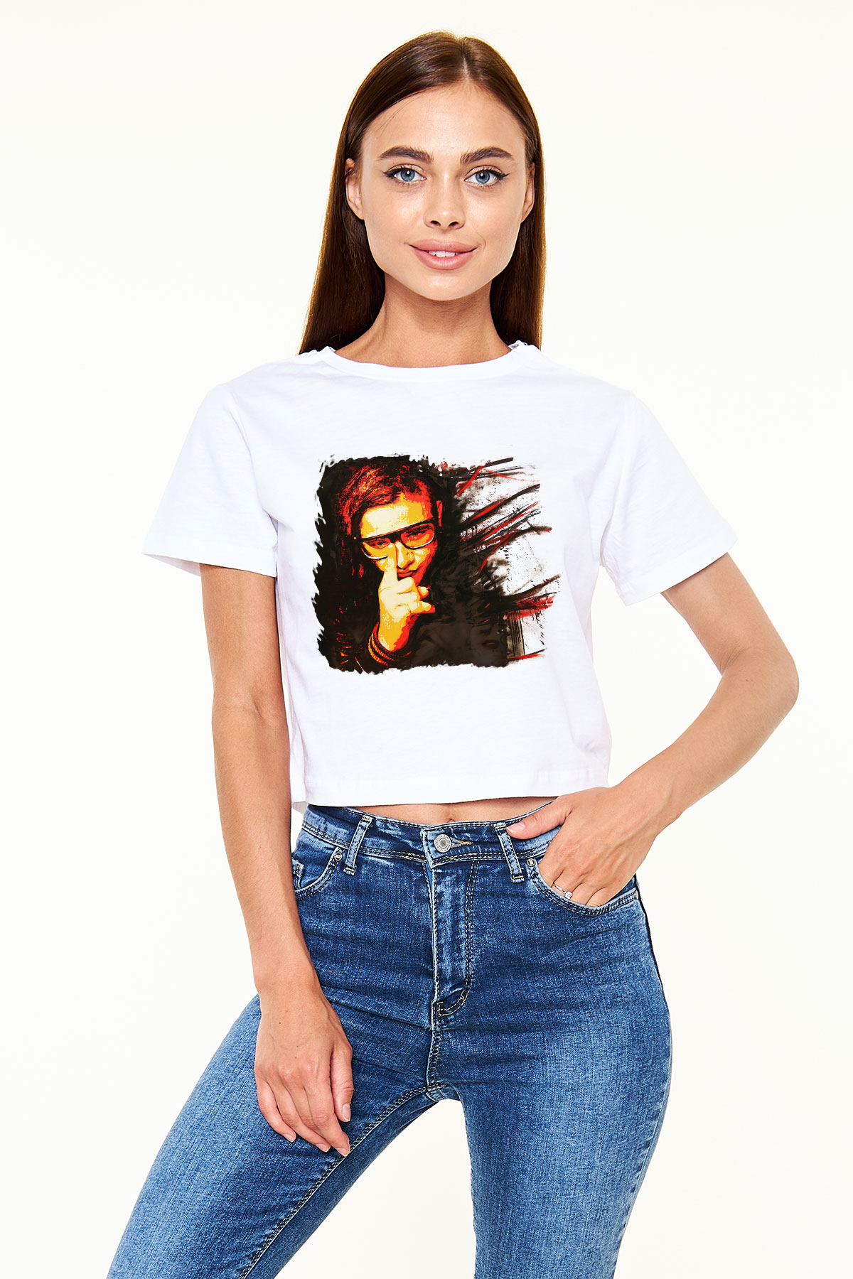 Skrillex Beyaz Croptop Tişört