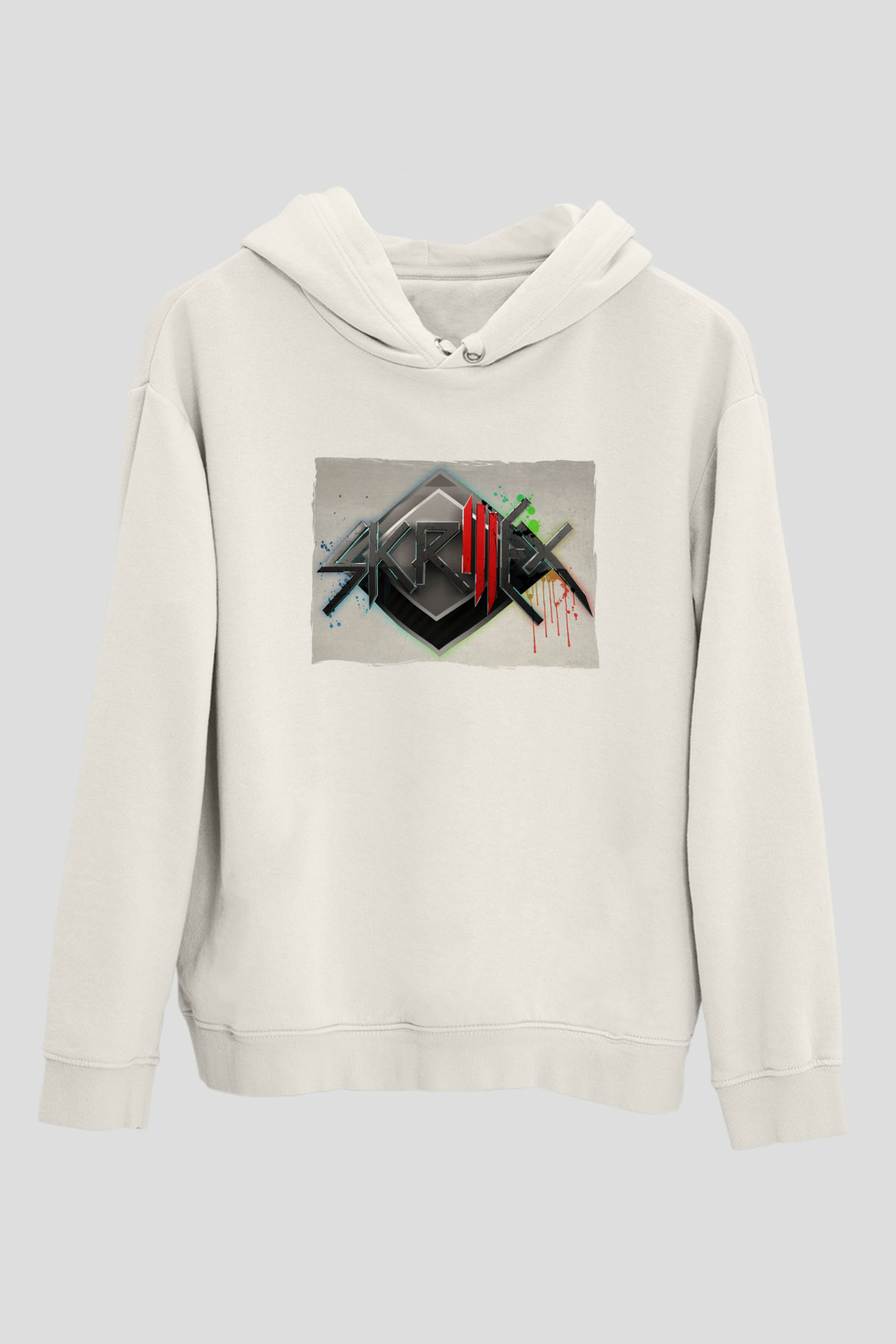Skrillex Beyaz Unisex Kapüşonlu Sweatshirt