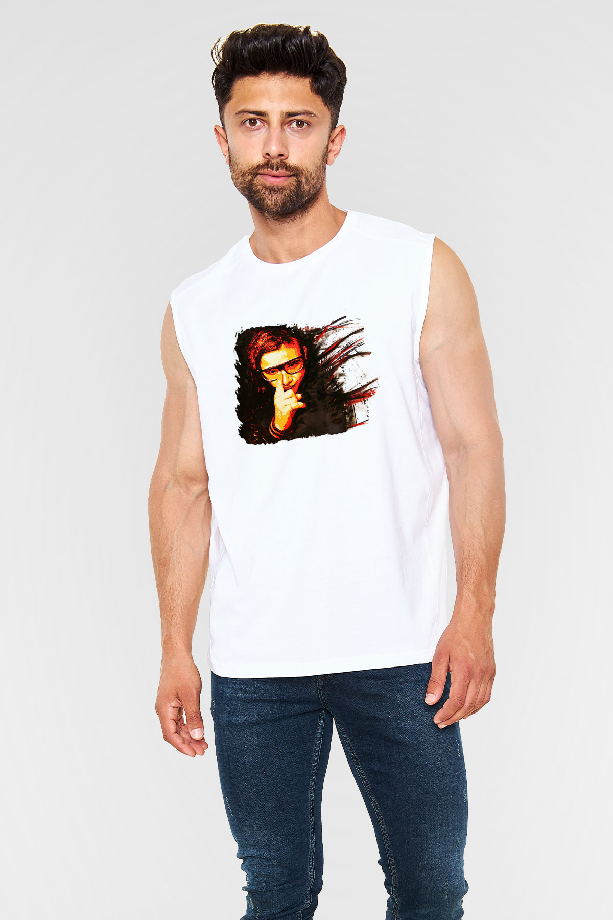 Skrillex Beyaz Unisex Kolsuz Tişört