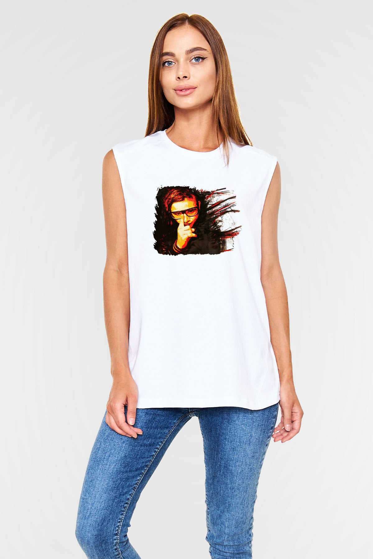 Skrillex Beyaz Unisex Kolsuz Tişört