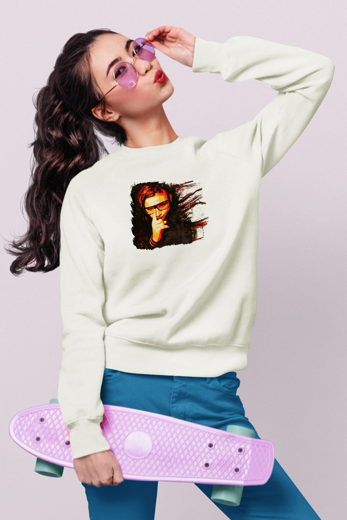 Skrillex Beyaz Unisex Sweatshirt