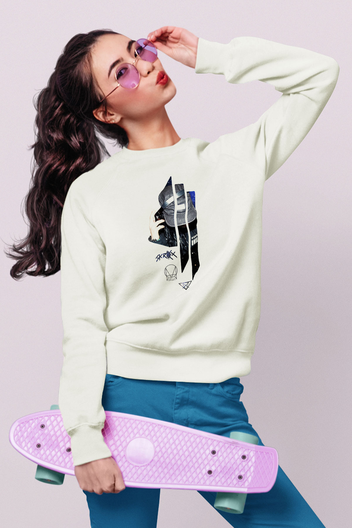 Skrillex Beyaz Unisex Sweatshirt