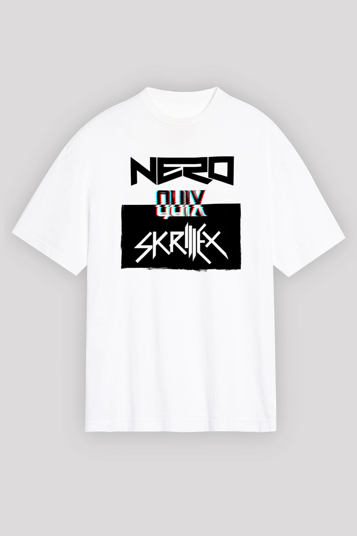 Skrillex Beyaz Oversize Tişört Oversize T-shirt - TişörtFabrikası