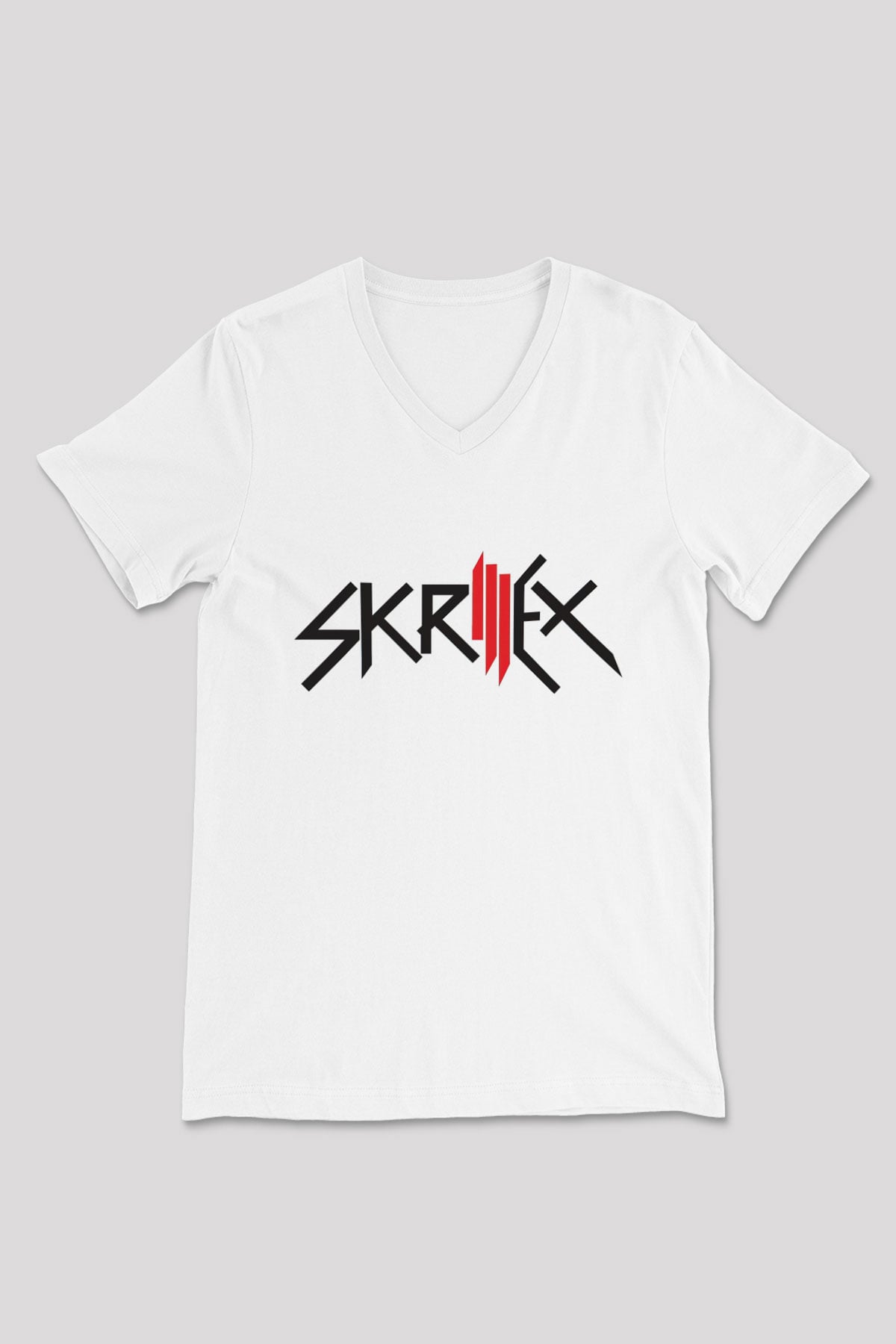 Skrillex Beyaz Unisex V Yaka Tişört