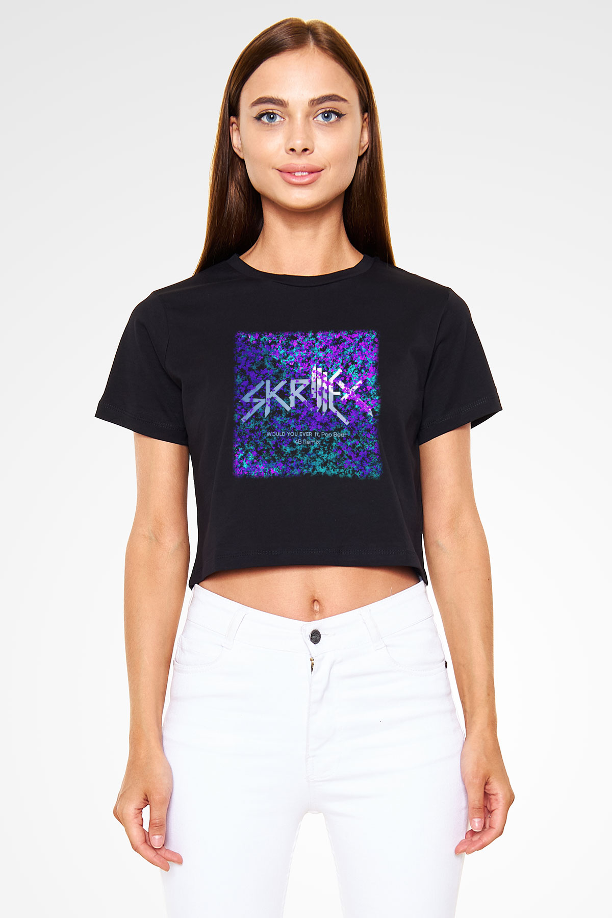 Skrillex Siyah Crop Top Tişört