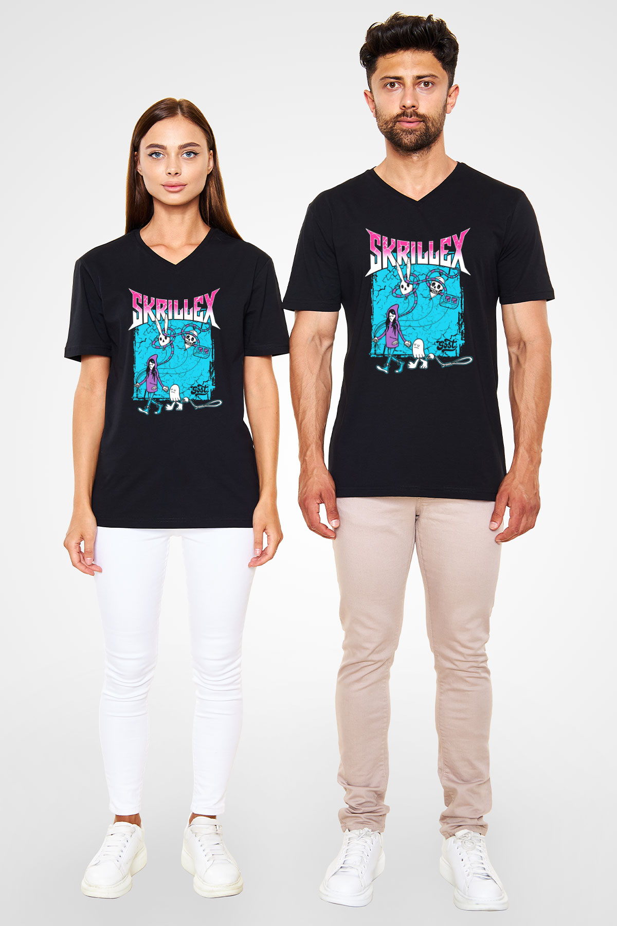 Skrillex Siyah Unisex V Yaka Tişört