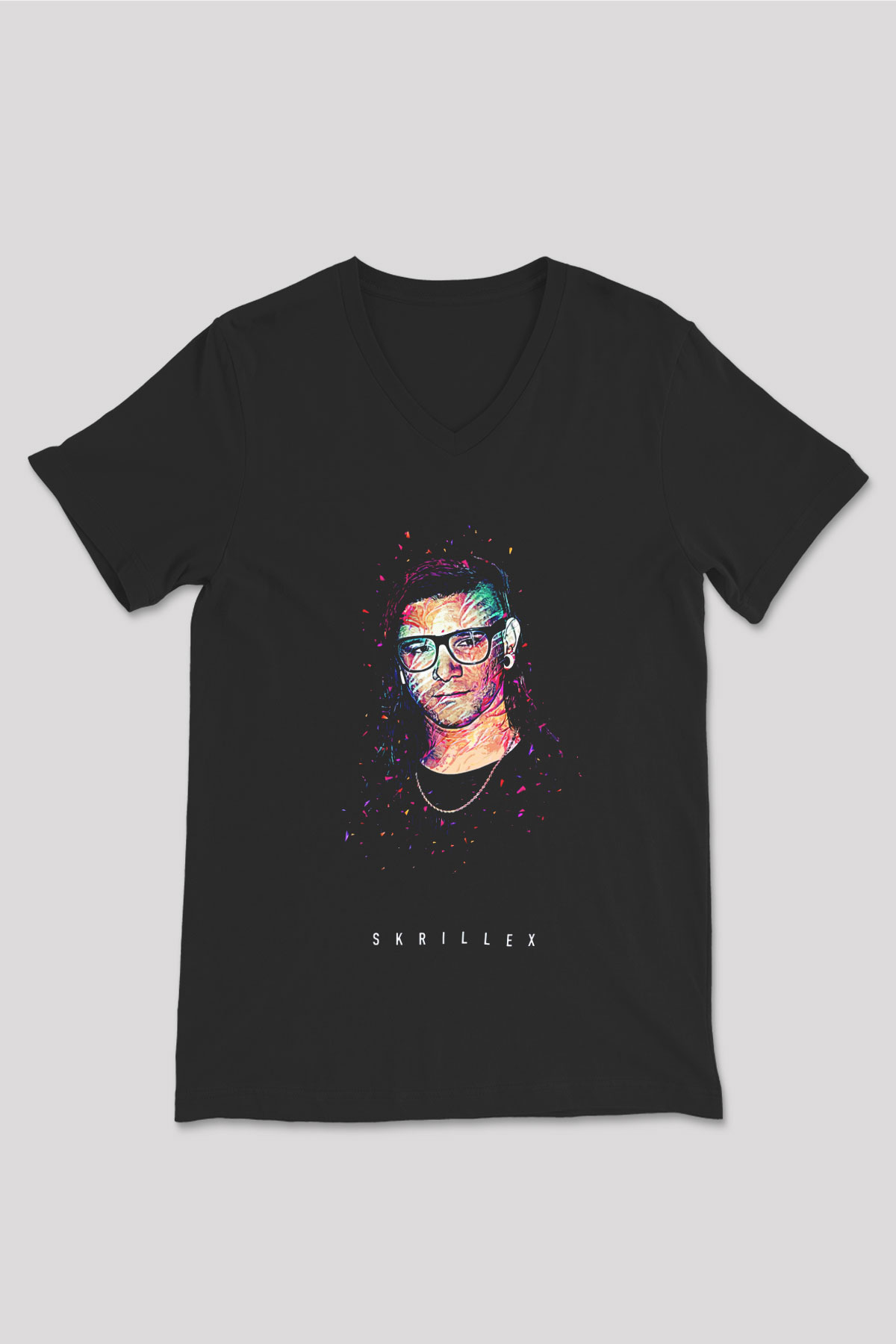 Skrillex Siyah Unisex V Yaka Tişört