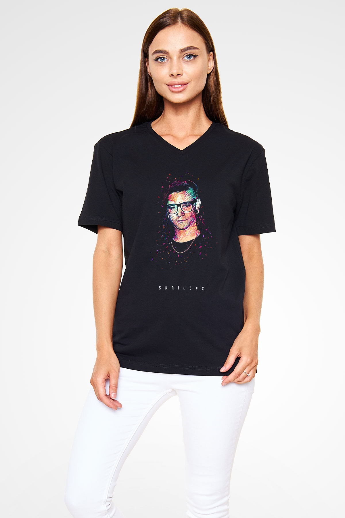 Skrillex Siyah Unisex V Yaka Tişört