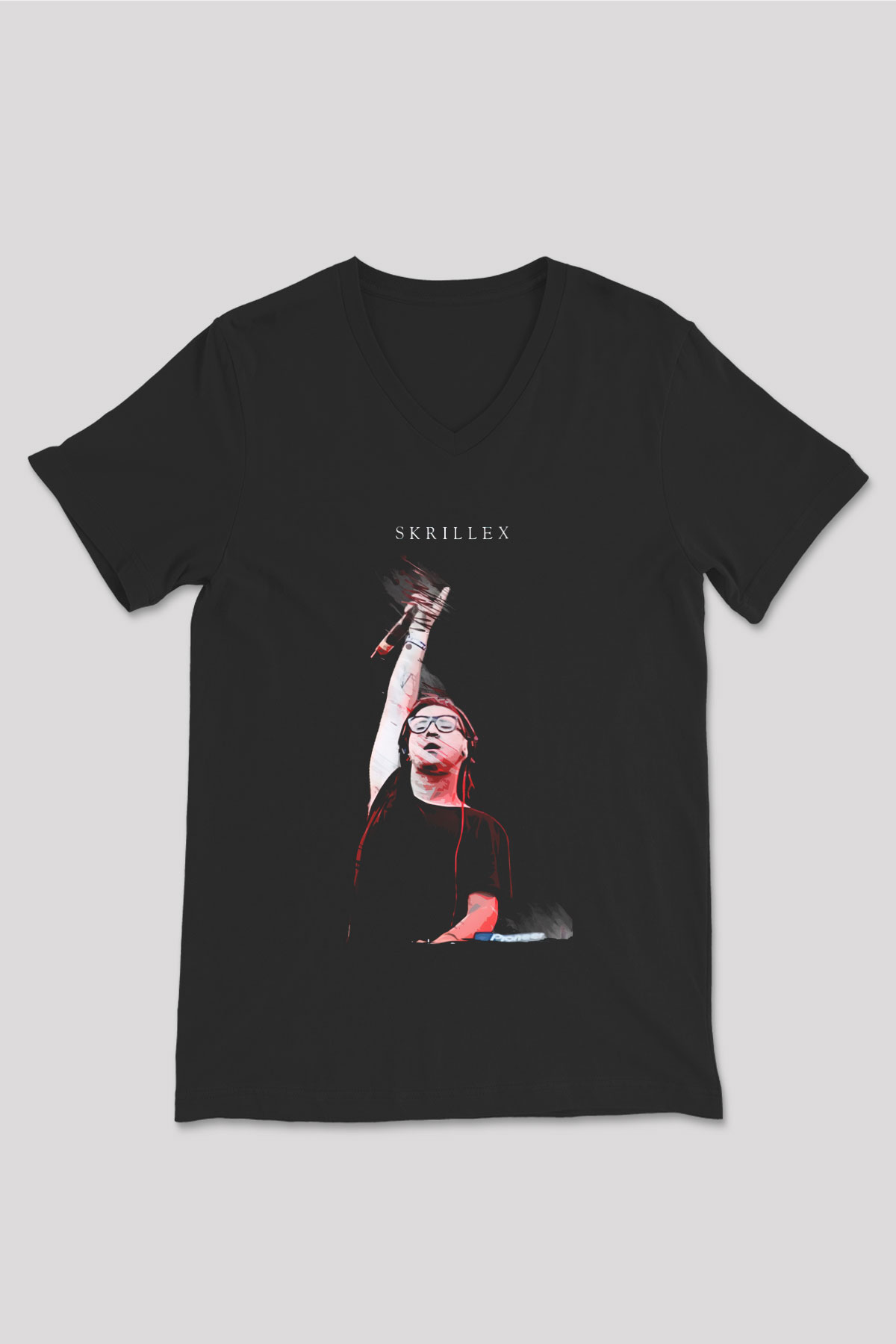 Skrillex Siyah Unisex V Yaka Tişört
