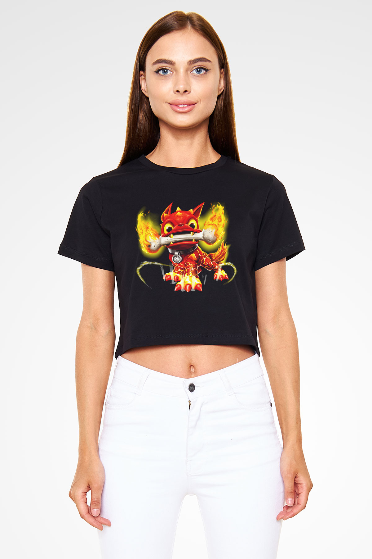 Skylanders Siyah Crop Top Tişört