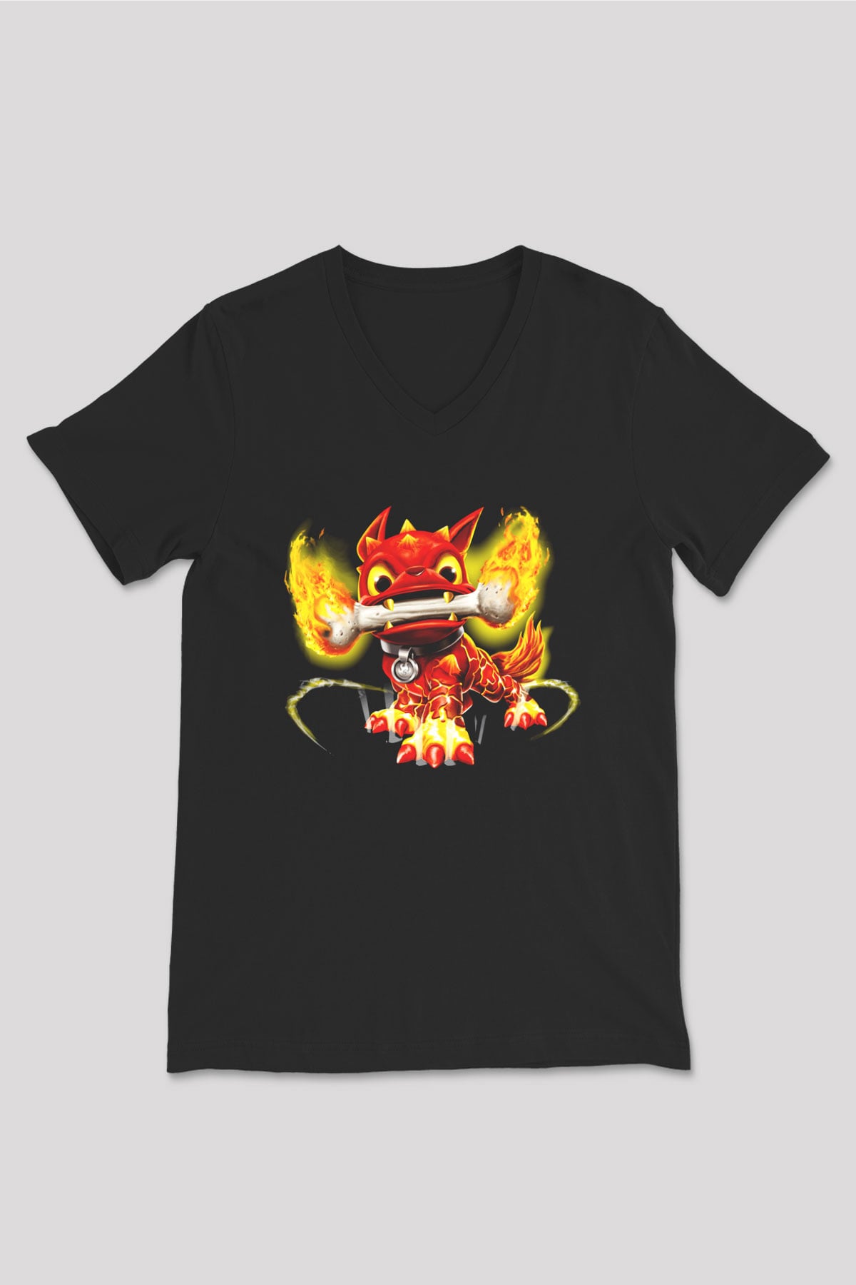 Skylanders Siyah Unisex V Yaka Tişört T-Shirt
