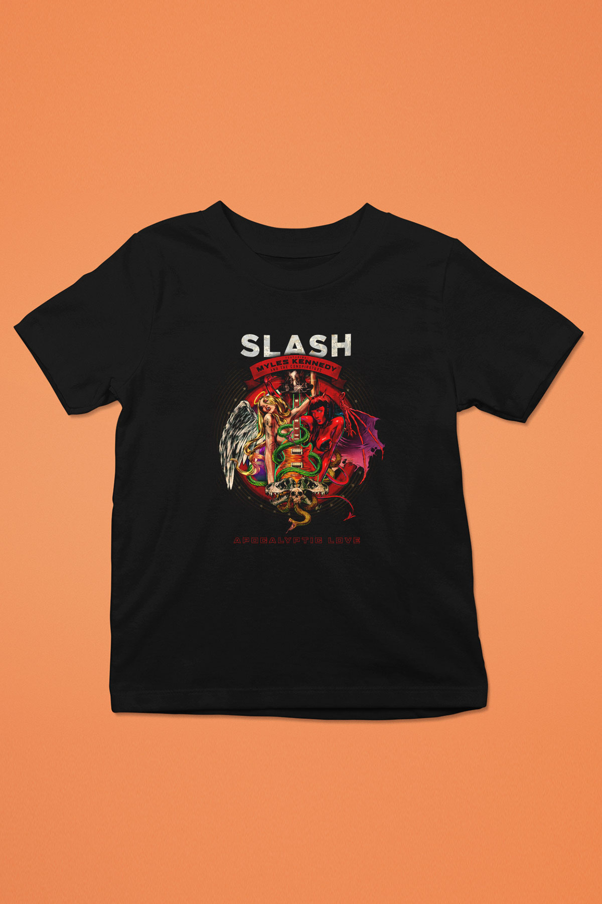 Slash Baskılı Siyah Unisex Çocuk Tişört
