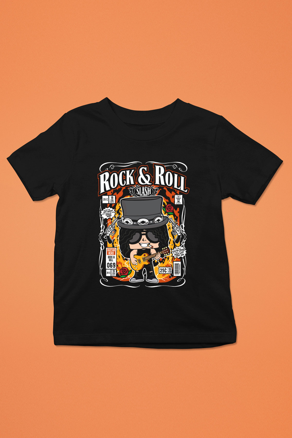Slash Baskılı Unisex Siyah Çocuk Tişört
