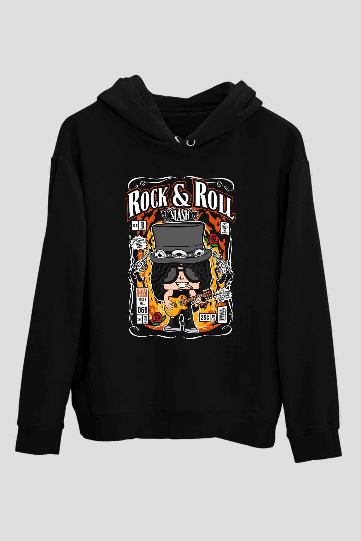 Slash Baskılı Unisex Siyah Hoodie