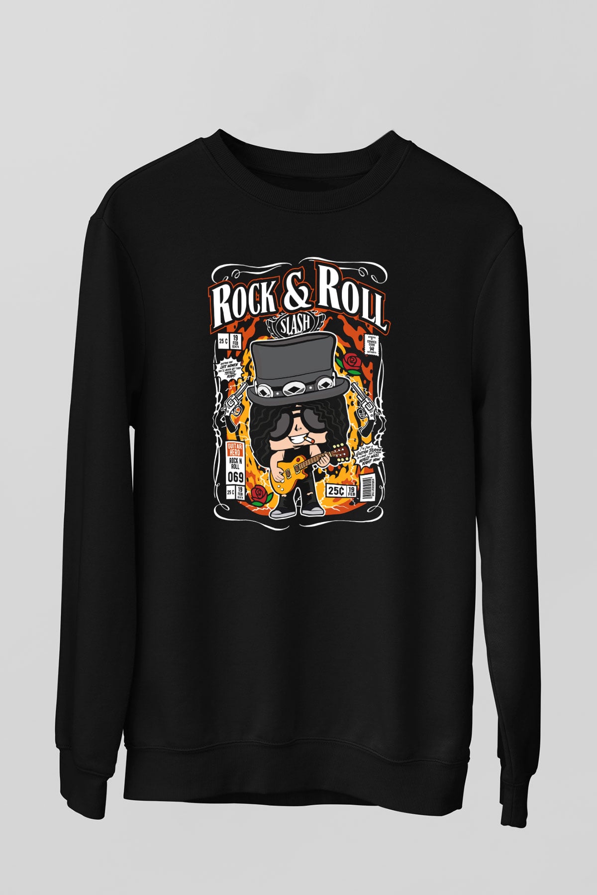 Slash Baskılı Unisex Siyah Sweatshirt