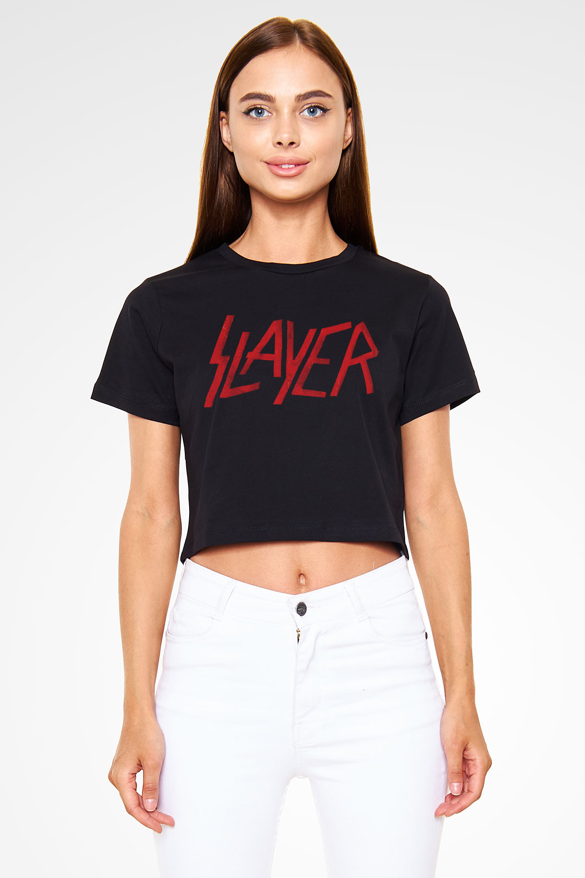 Slayer Siyah Crop Top Tişört