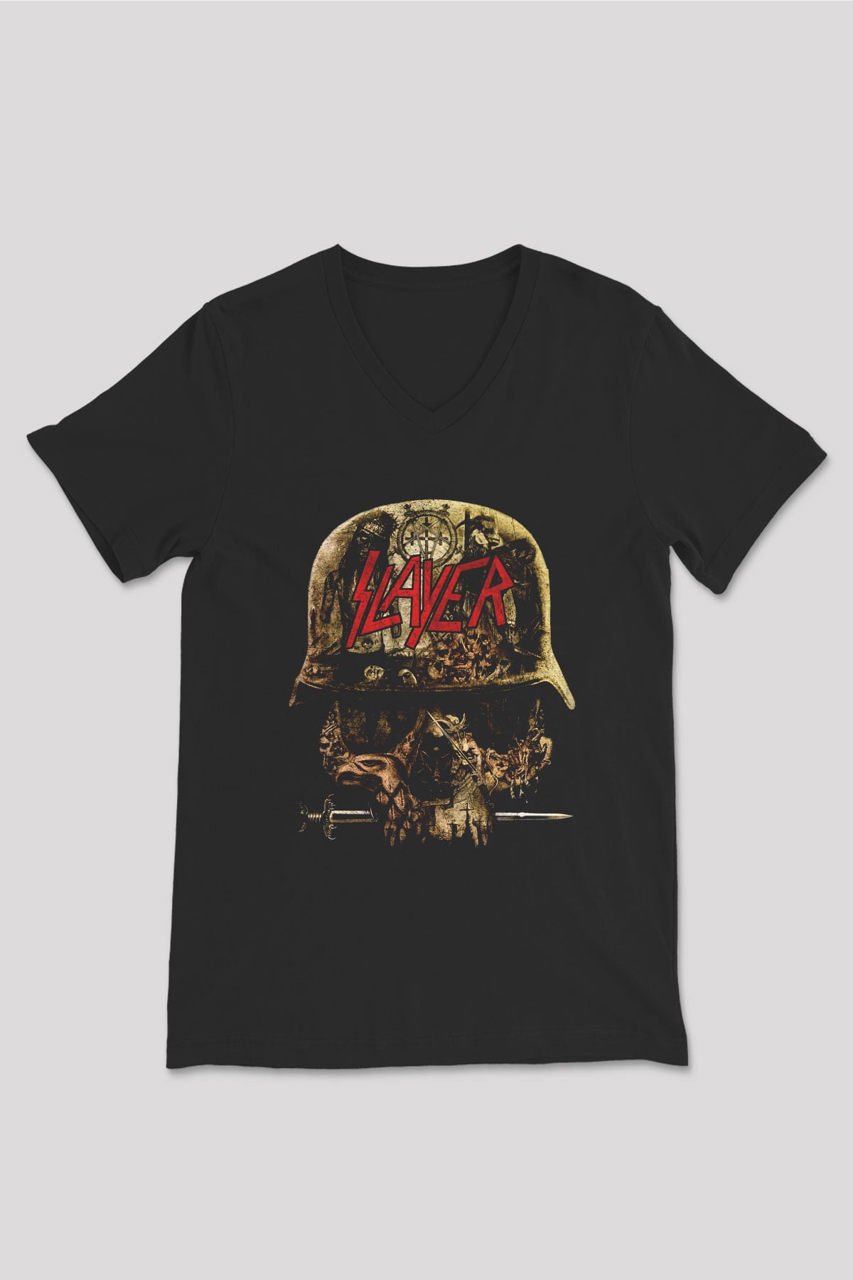 Slayer Siyah Unisex V Yaka Tişört T-Shirt