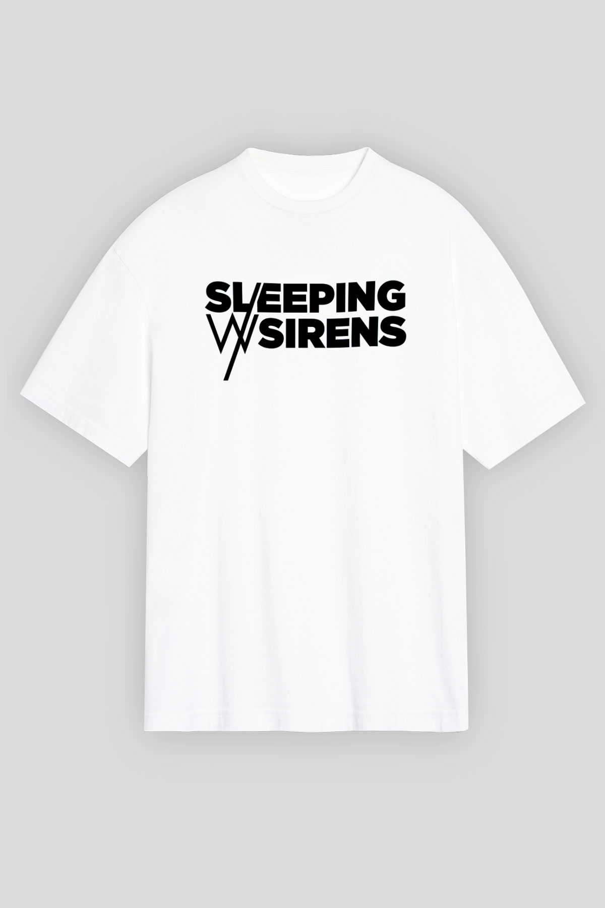 Sleeping with Sirens Beyaz Unisex Oversize Tişört T-Shirt - Oversize Tişört Fabrikası