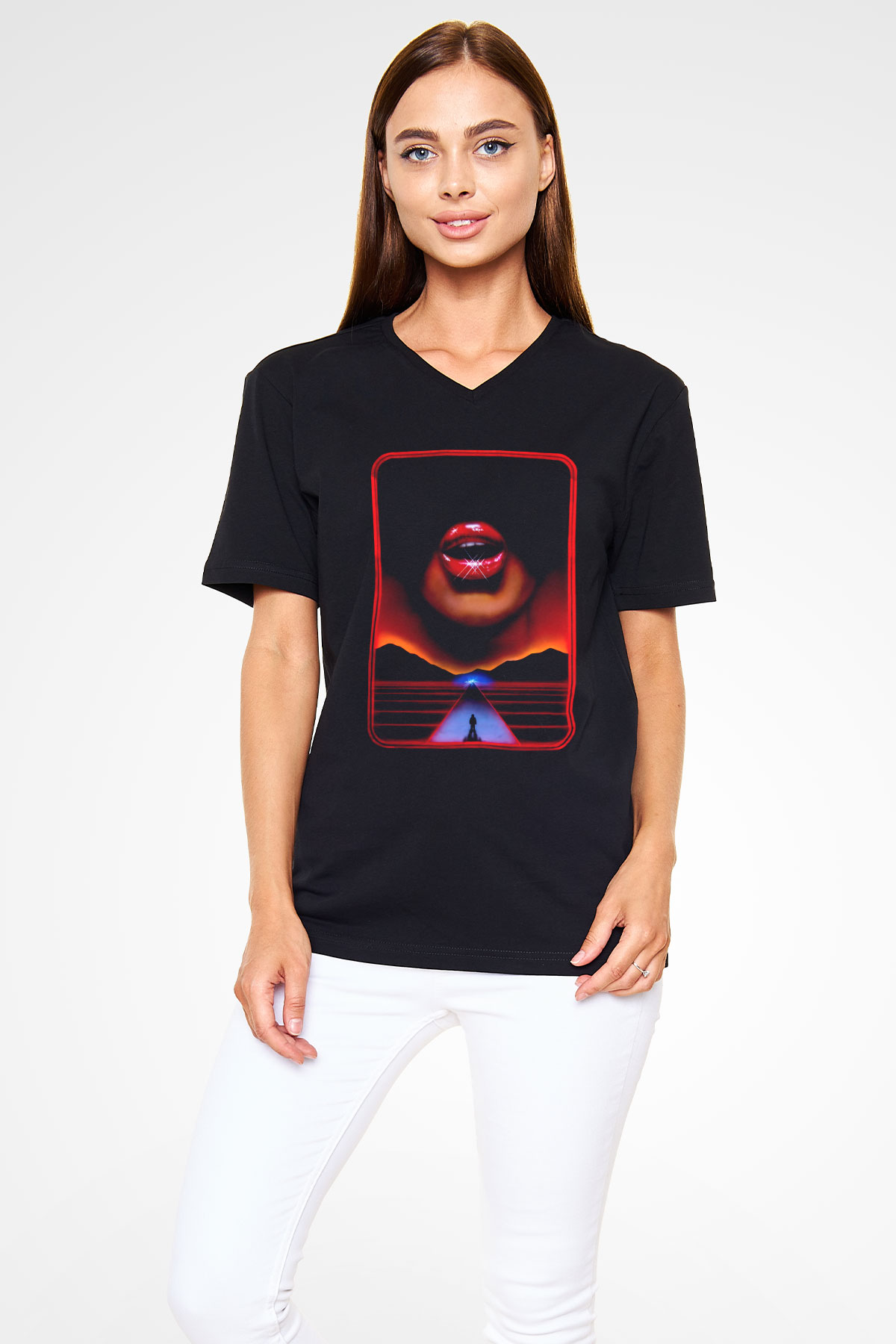 Sleeping with Sirens Siyah Unisex-Fabrikası V Yaka Tişört