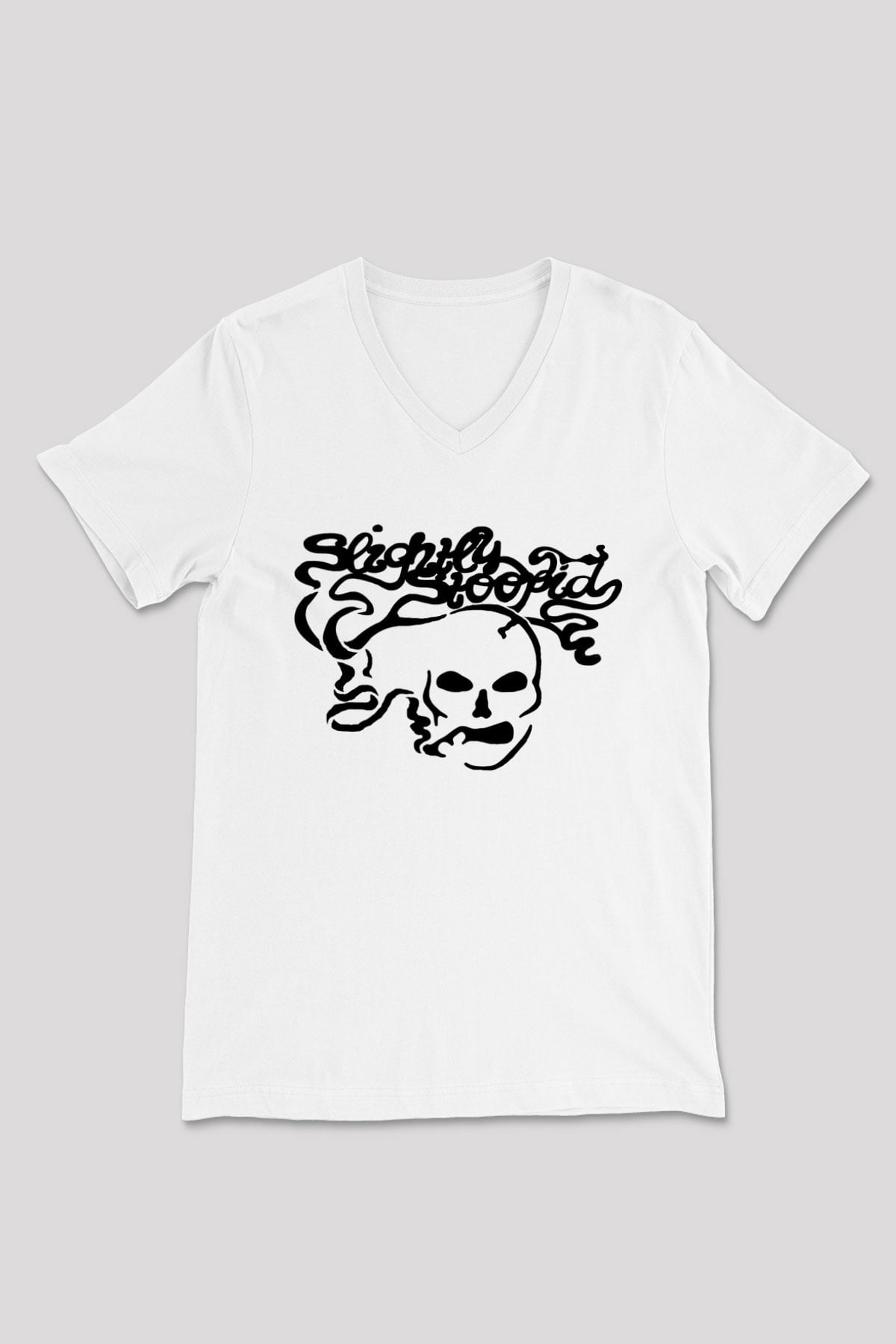 Slightly Stoopid Beyaz Unisex-Fabrikası V Yaka Tişört