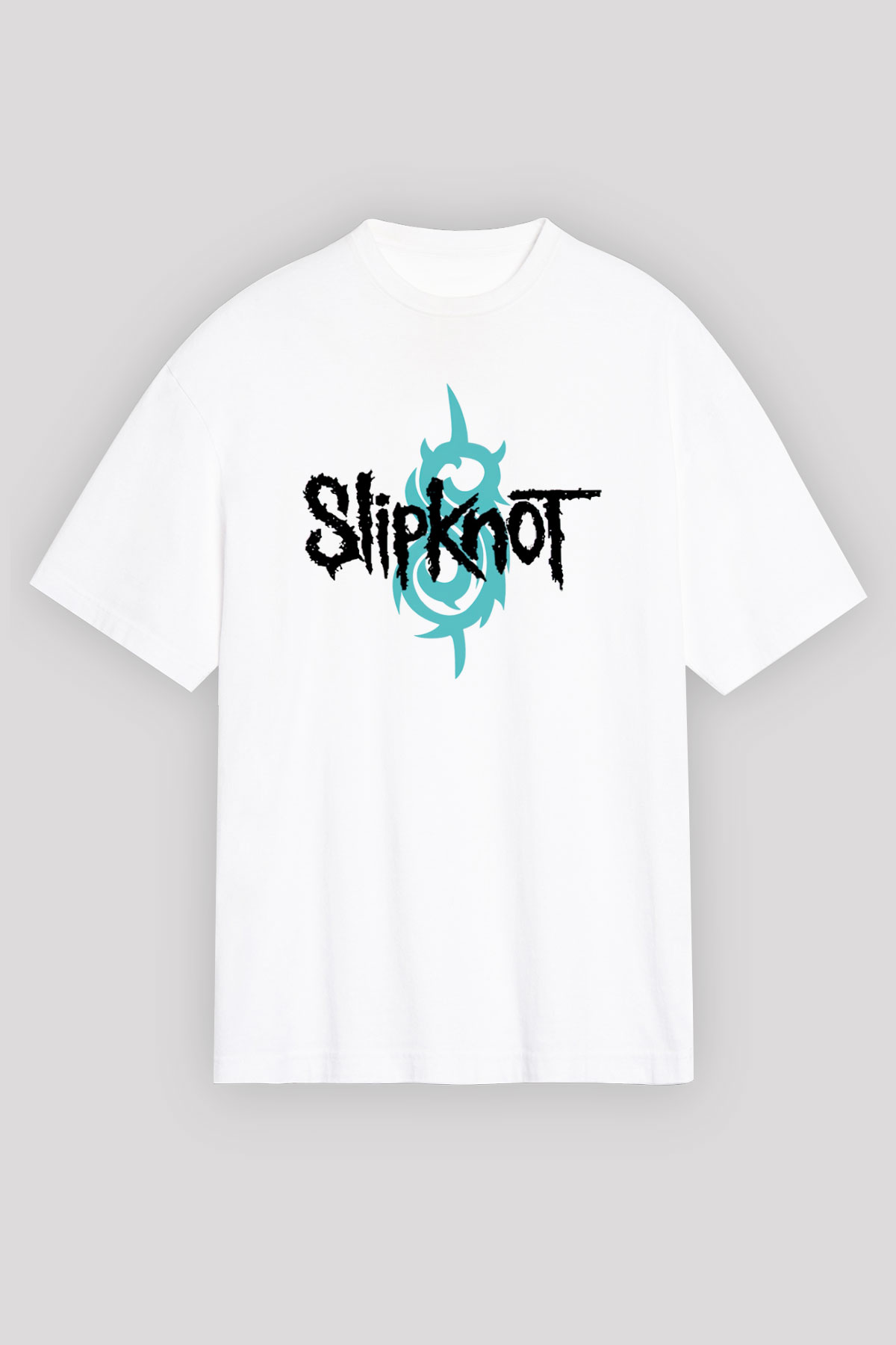 Slipknot Beyaz Unisex Oversize Tişört T-Shirt - Oversize Tişört Fabrikası