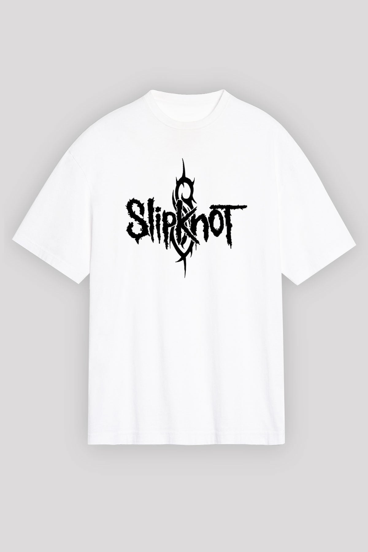 Slipknot Beyaz Unisex Oversize Tişört T-Shirt - Oversize Tişört Fabrikası