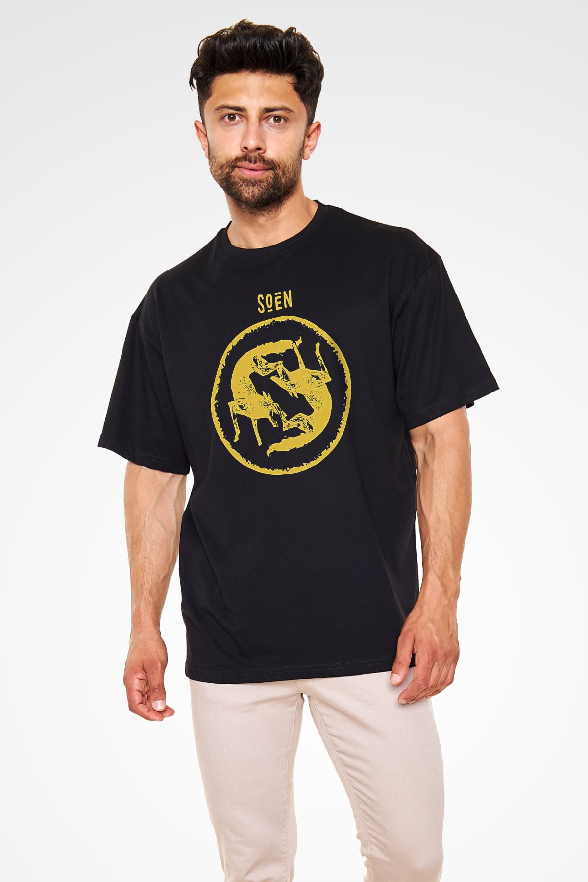Slowdive Baskılı Unisex Siyah Oversize Tişört - Tshirt