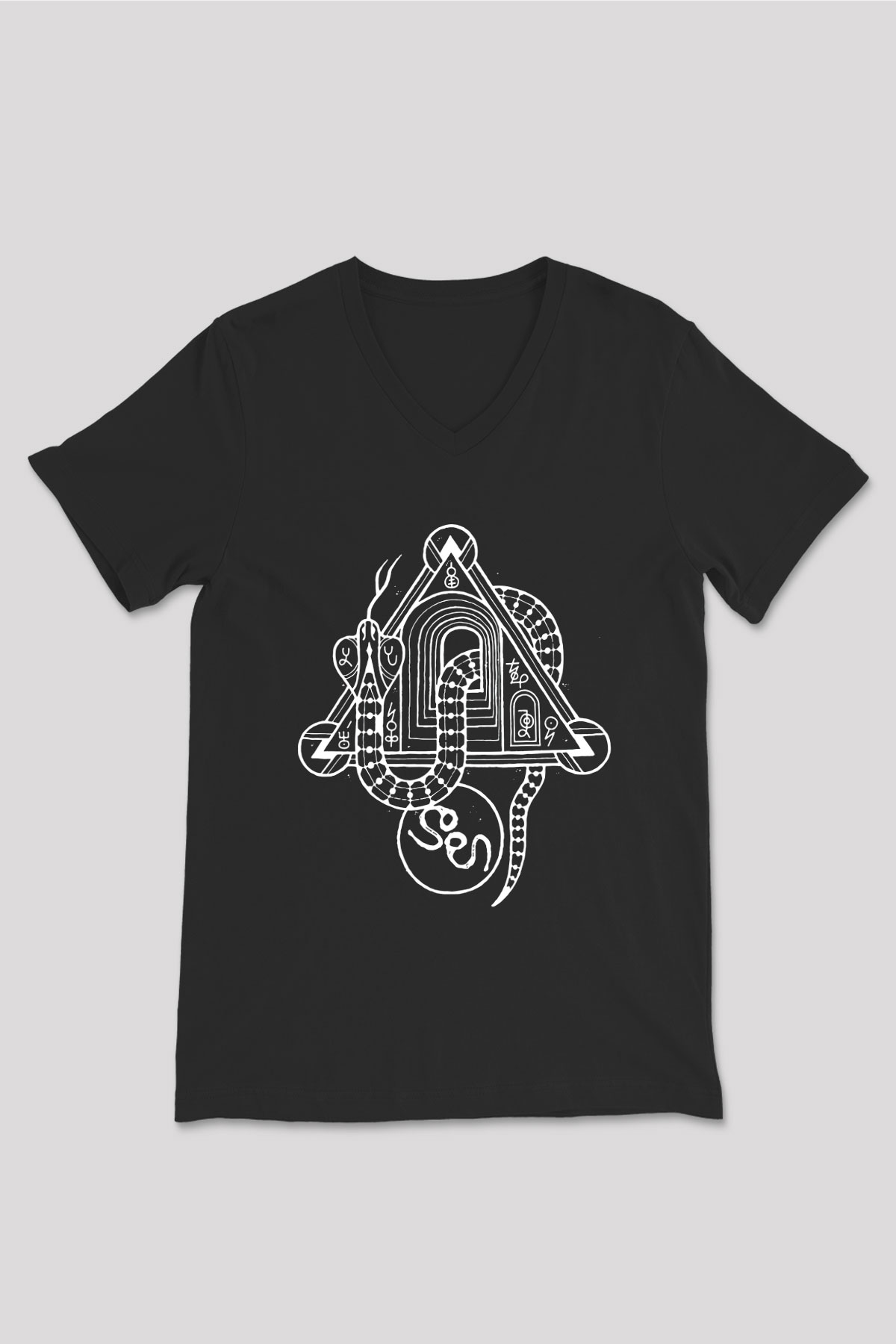 Slowdive Baskılı Unisex Siyah V Yaka Tişört - Tshirt