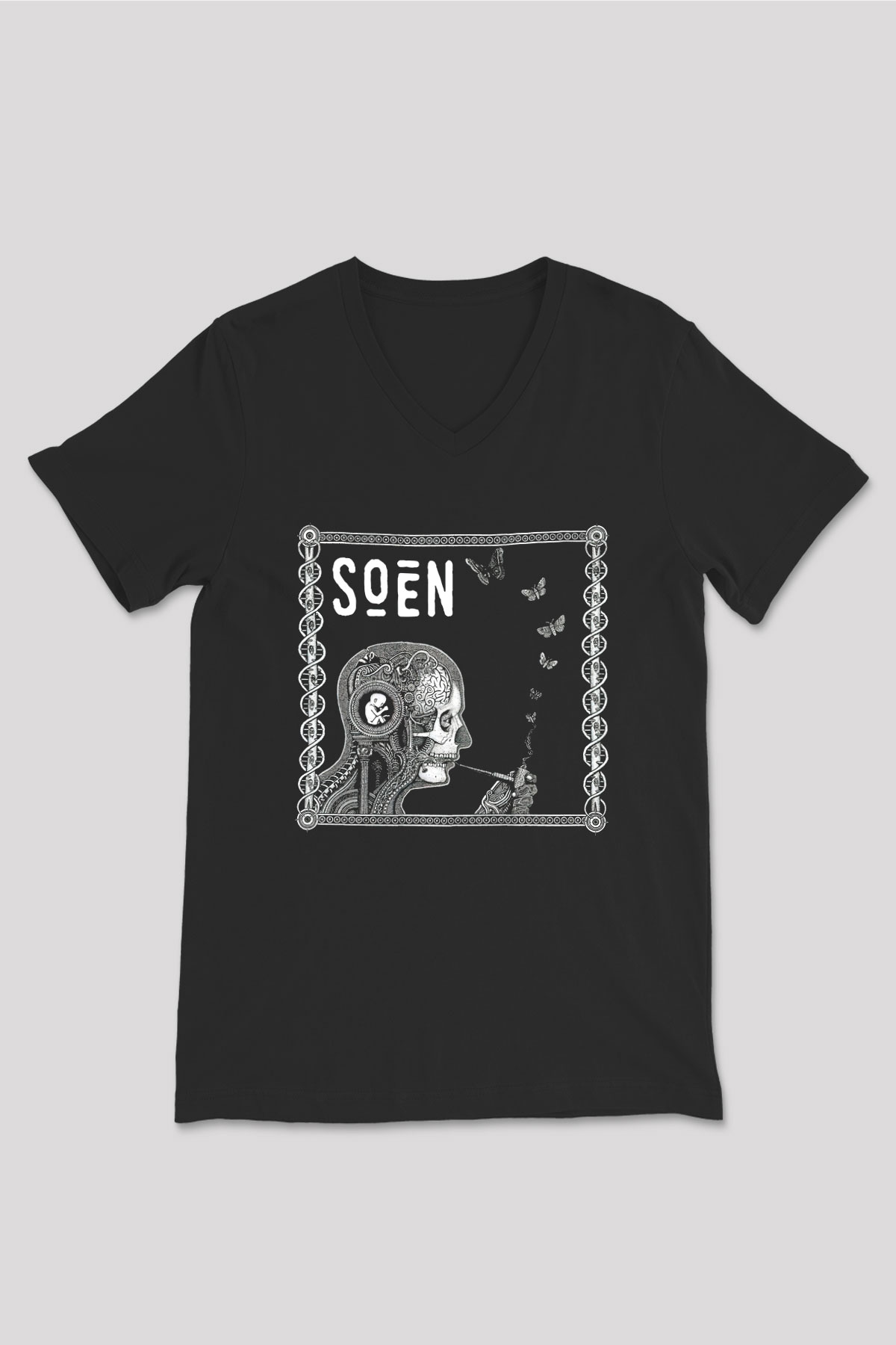 Slowdive Baskılı Unisex Siyah V Yaka Tişört - Tshirt