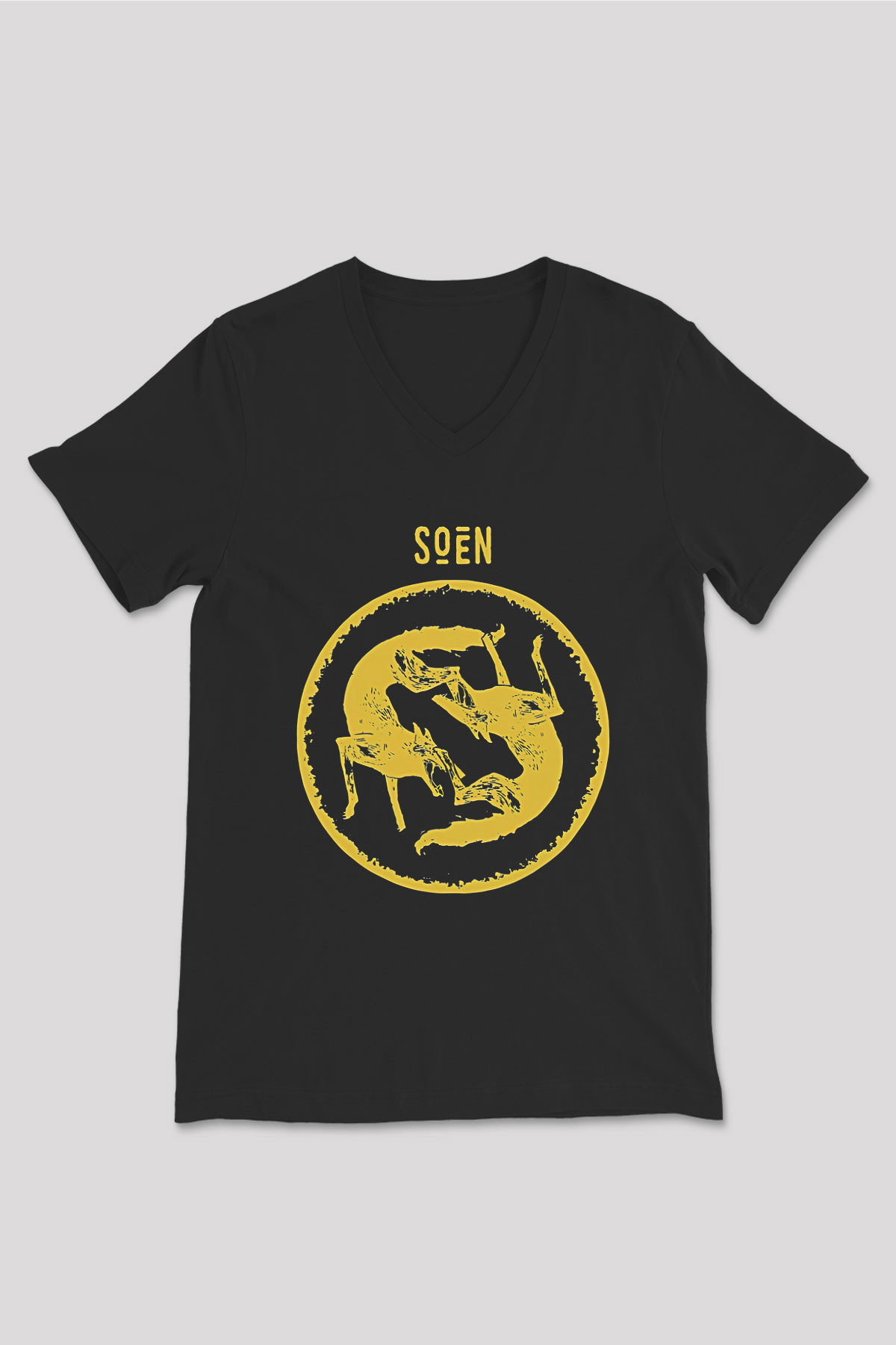 Slowdive Baskılı Unisex Siyah V Yaka Tişört - Tshirt