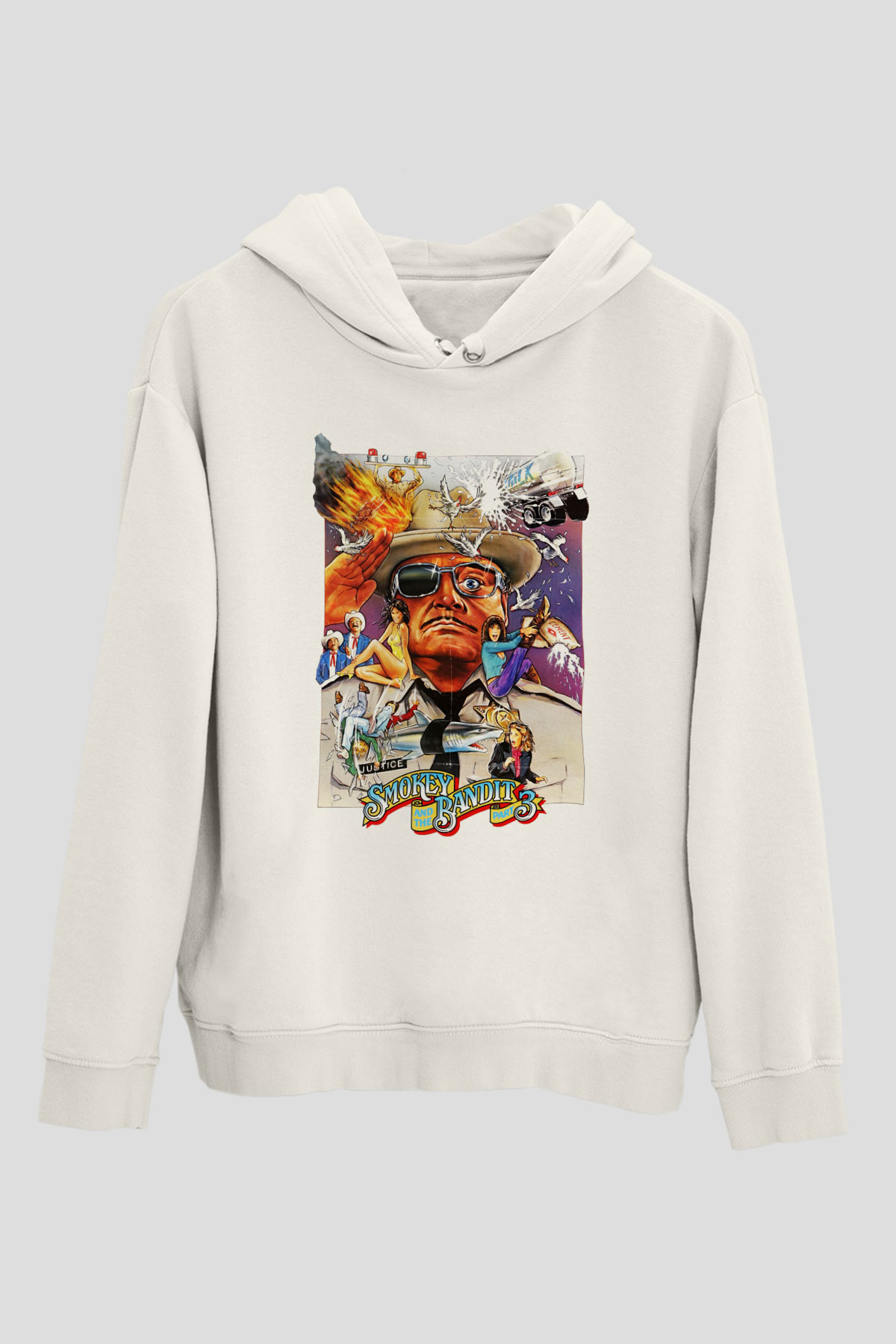 Smokey and the Bandit Beyaz Unisex Kapşonlu Sweatshirt