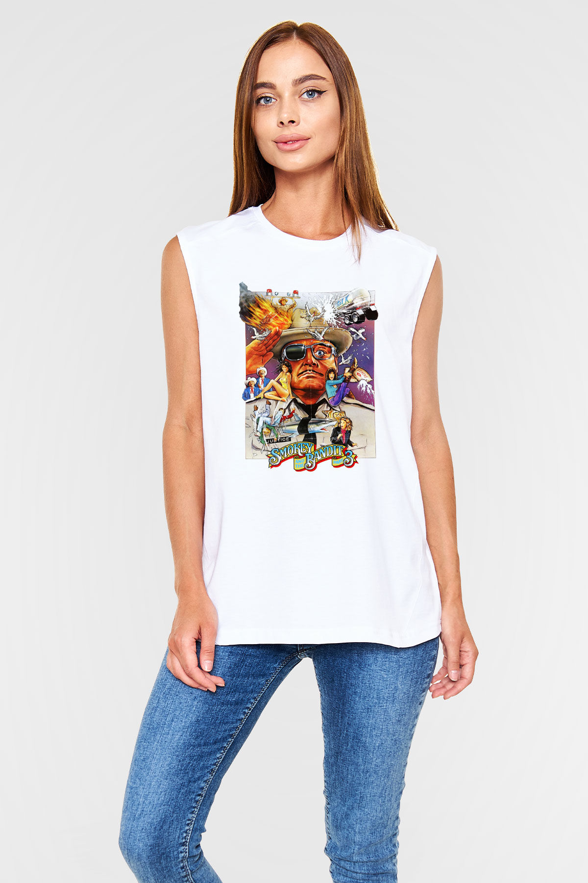 Smokey and the Bandit Beyaz Unisex Kolsuz Tişört