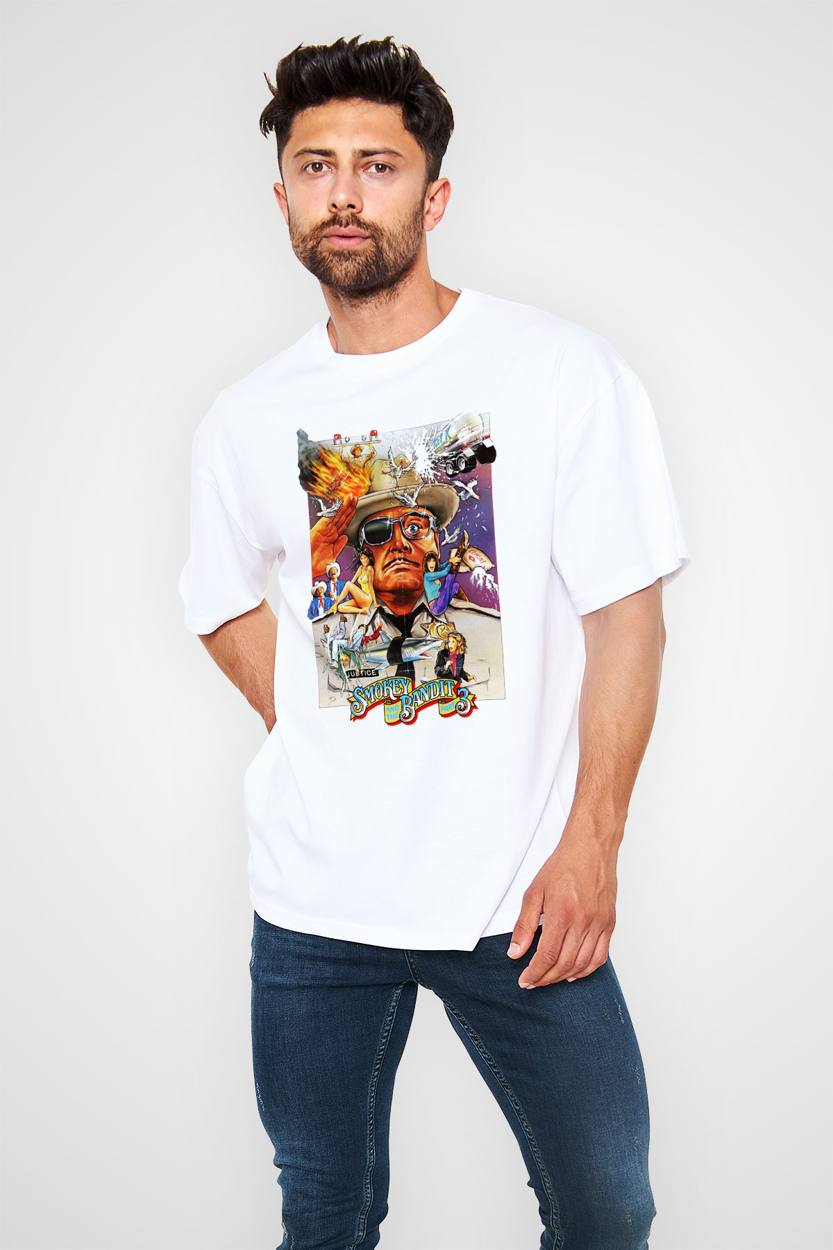 Smokey and the Bandit Beyaz Unisex Oversize Tişört