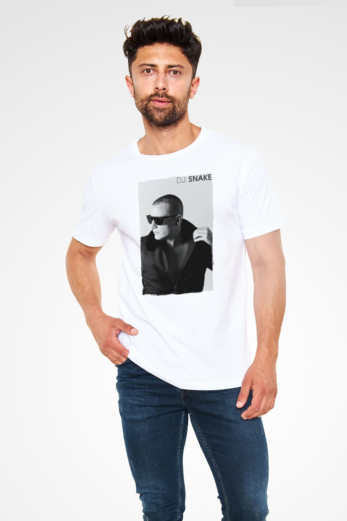 Snake Beyaz Unisex Tişört T-Shirt - TişörtFabrikası