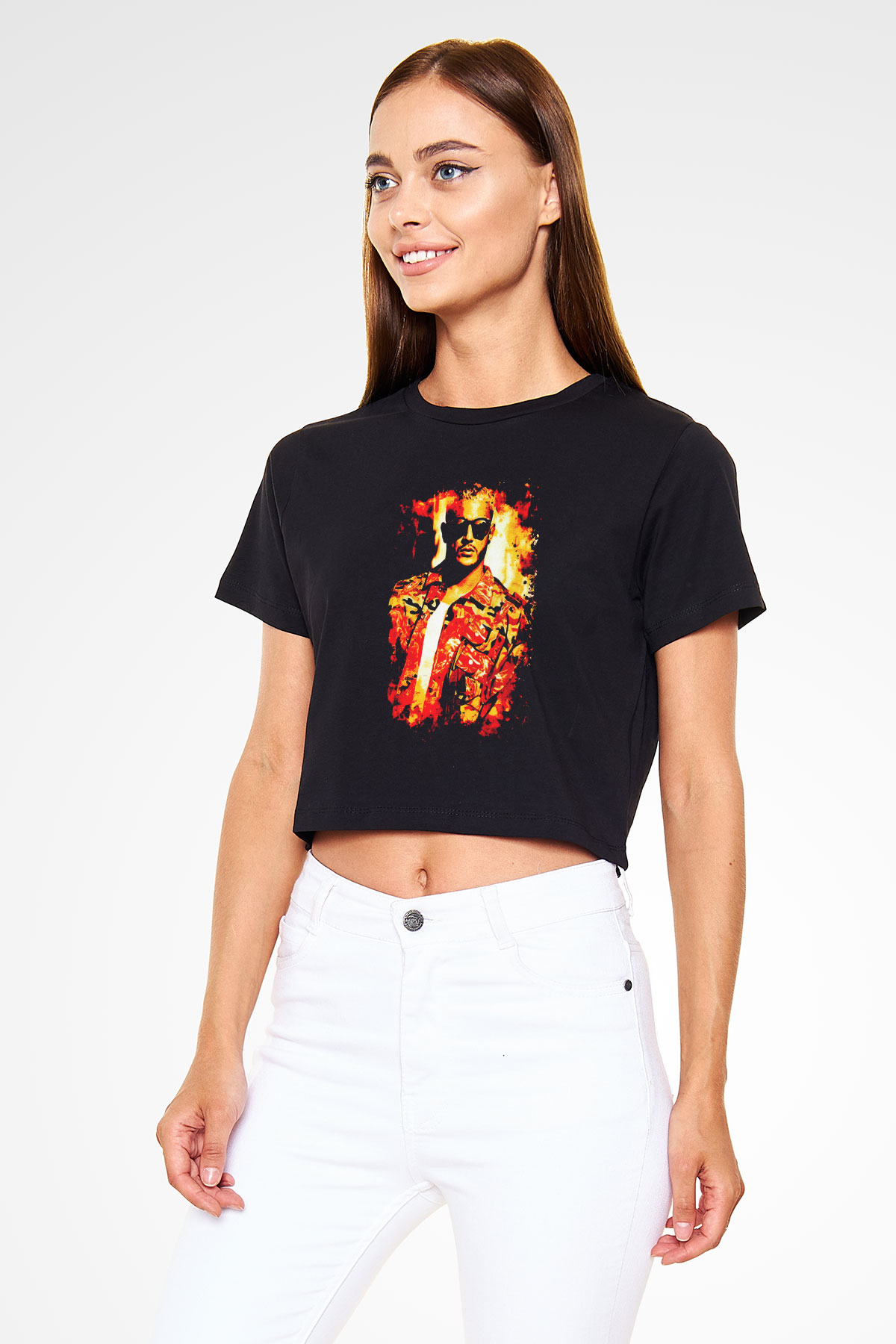 Snake Siyah  Crop Top Tişört
