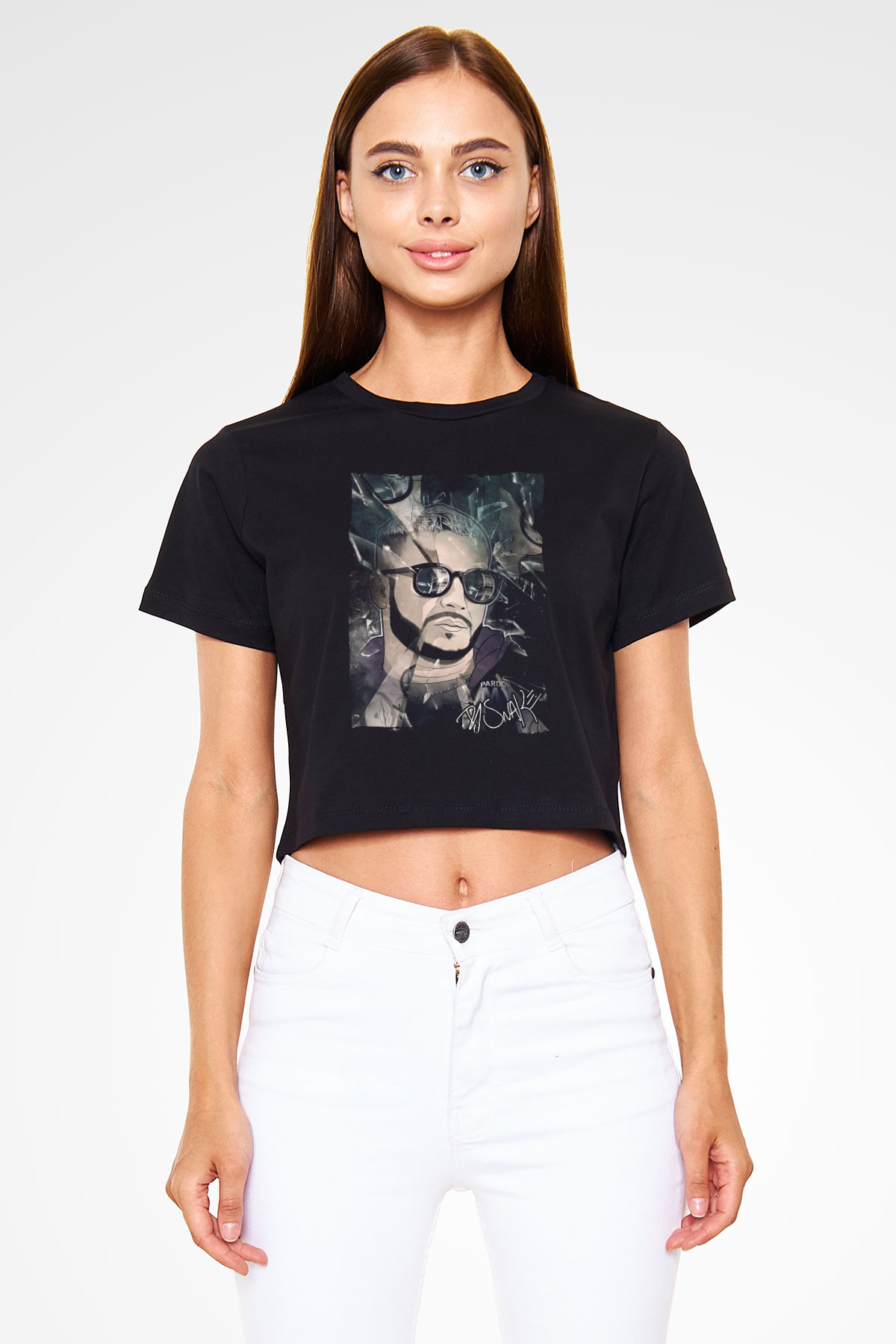 Snake Siyah  Crop Top Tişört