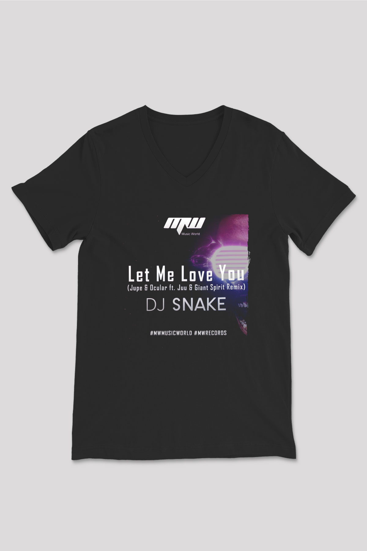 Snake Siyah Unisex V Yaka Tişört