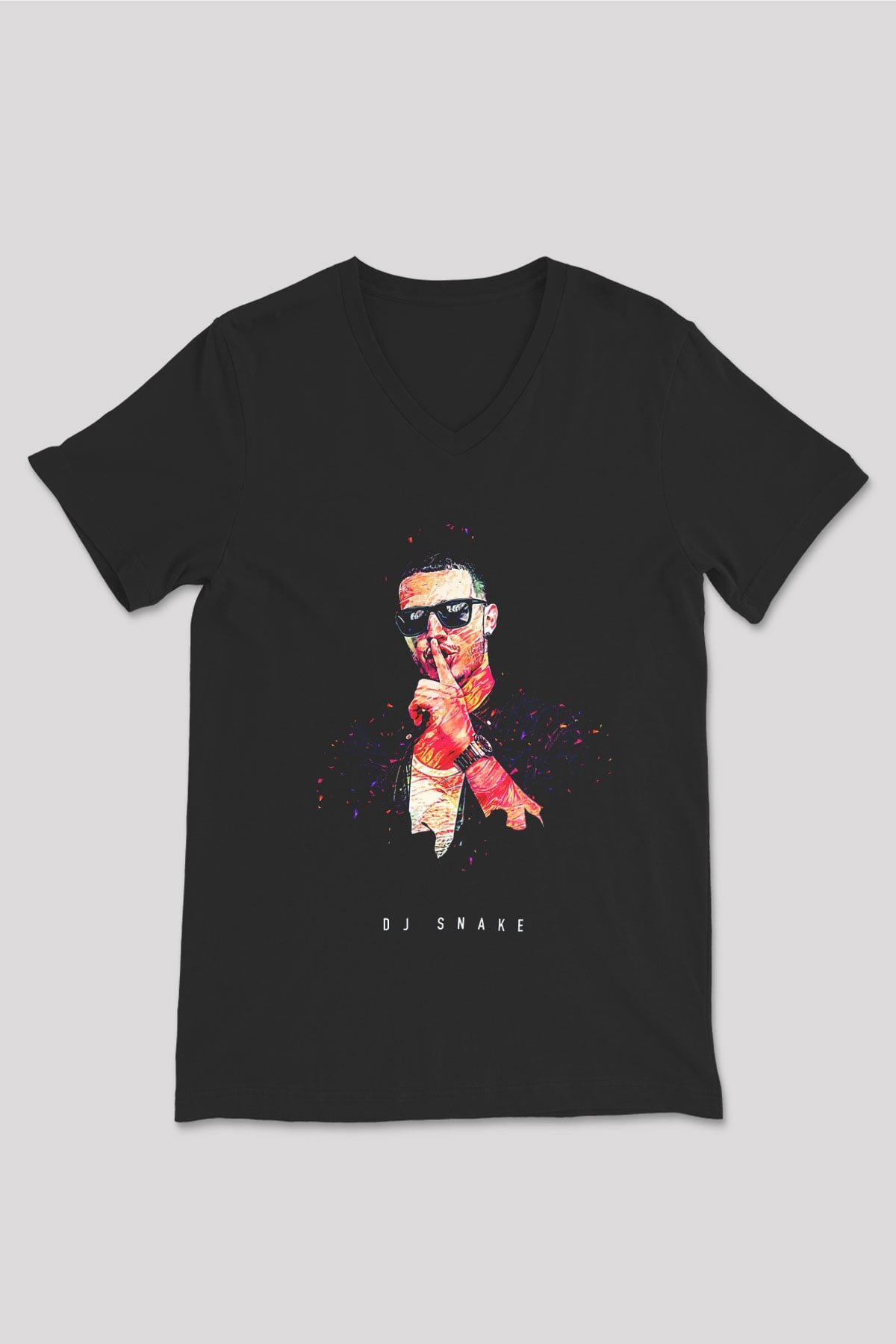 Snake Siyah Unisex V Yaka Tişört