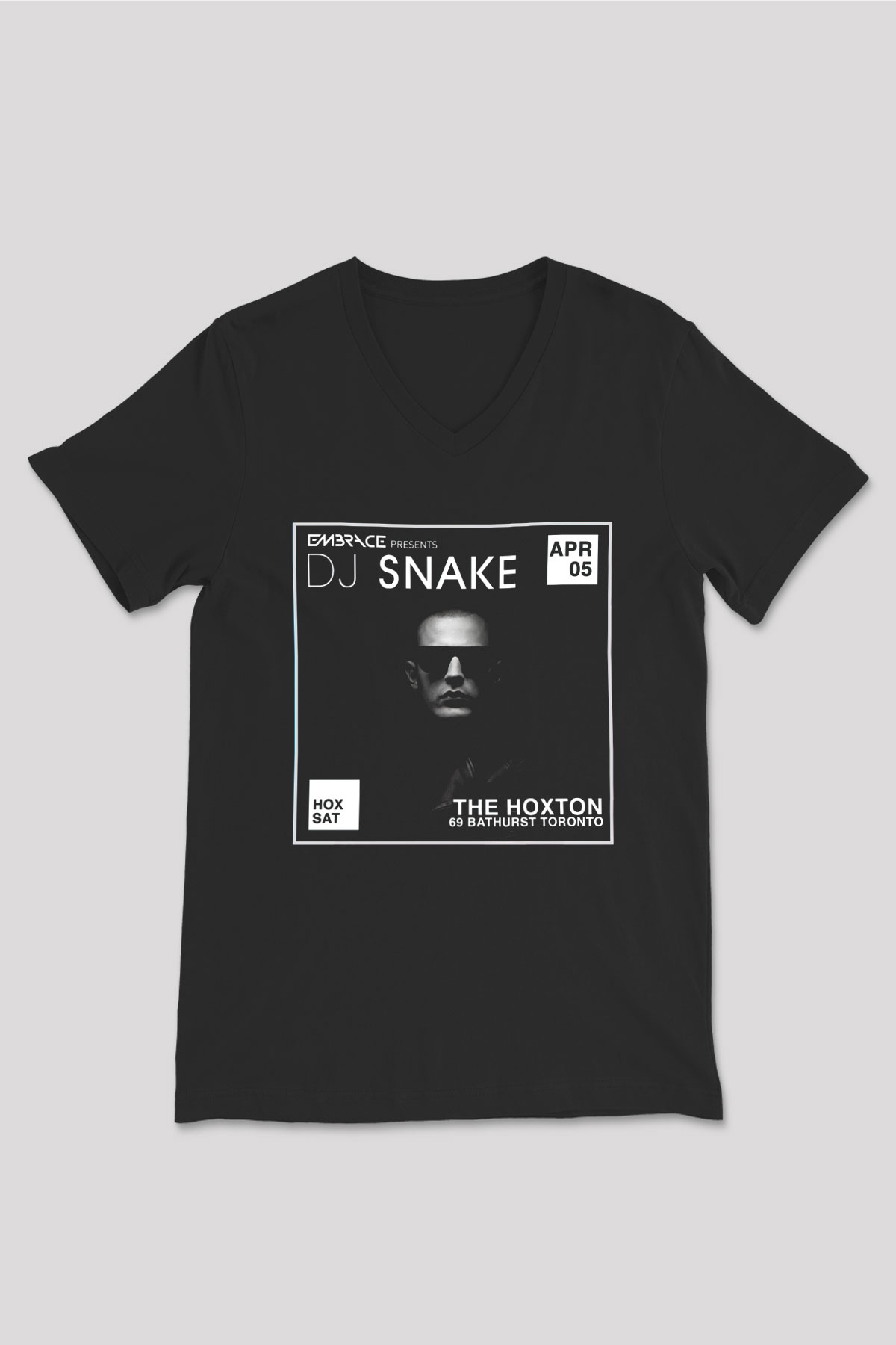 Snake Siyah Unisex V Yaka Tişört