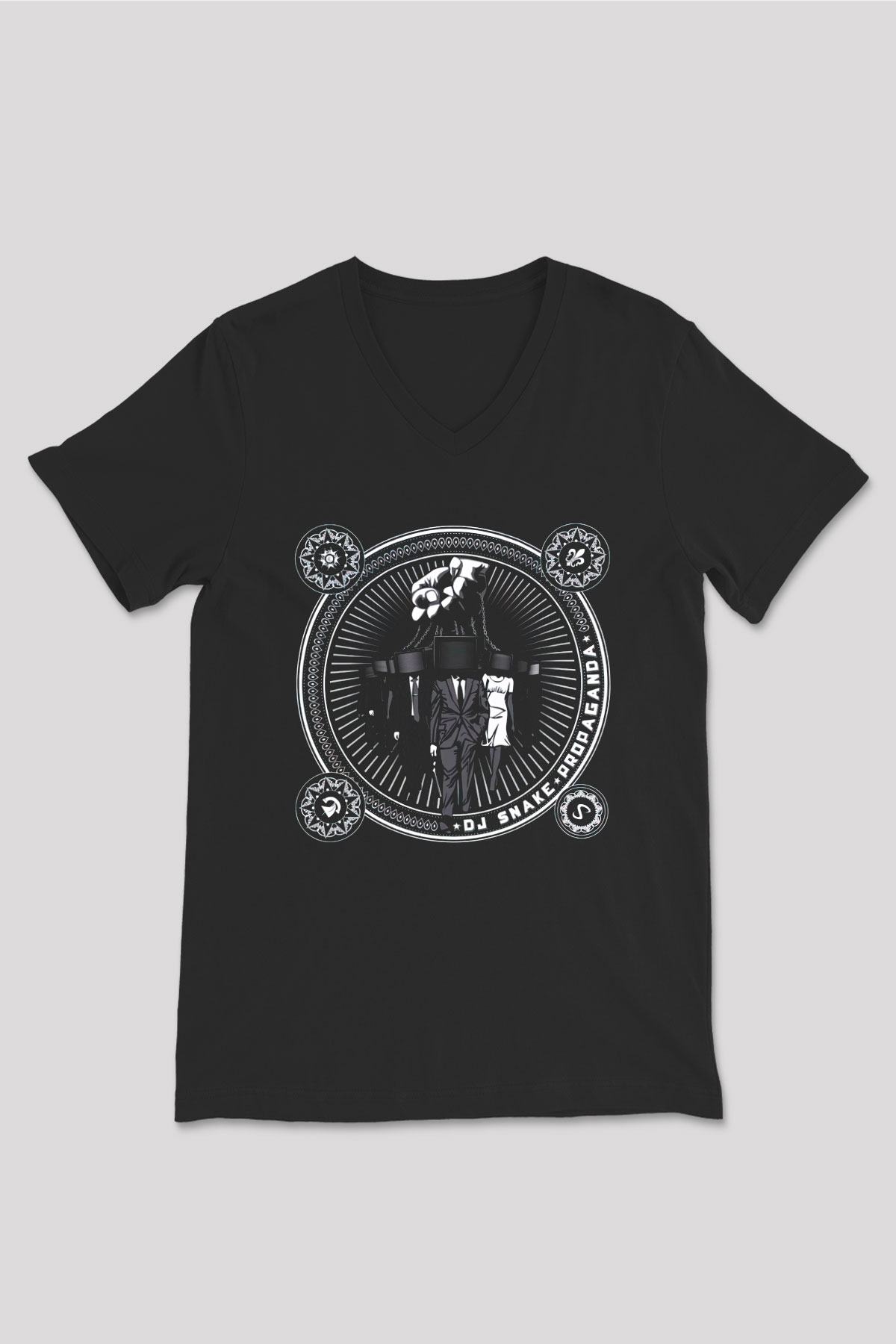 Snake Siyah Unisex V Yaka Tişört