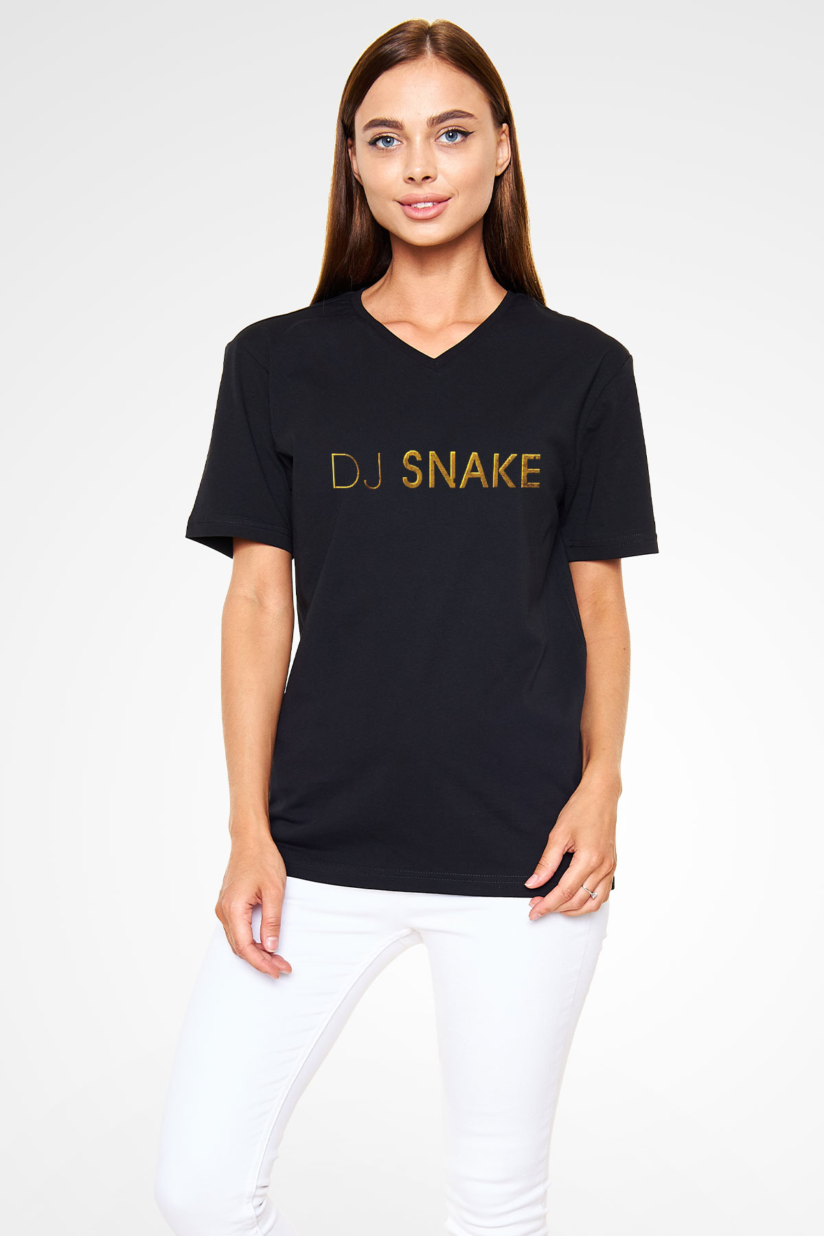 Snake Siyah Unisex V Yaka Tişört