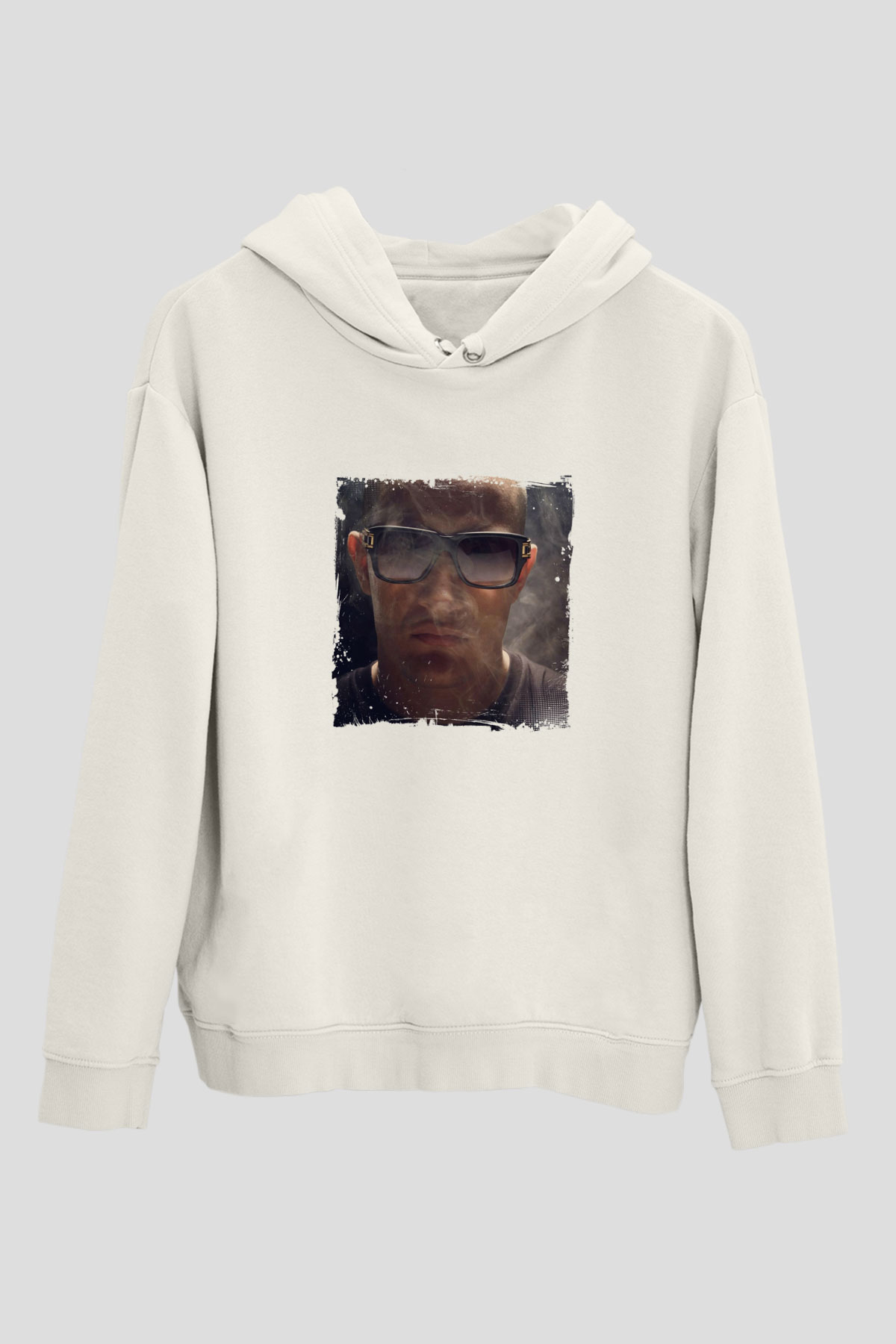 SnakeBaskılı Beyaz Hoodie