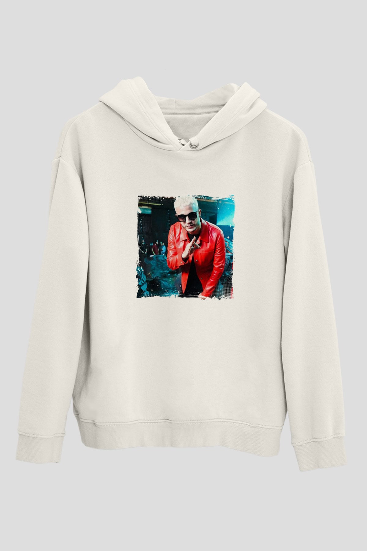 SnakeBaskılı Beyaz Hoodie
