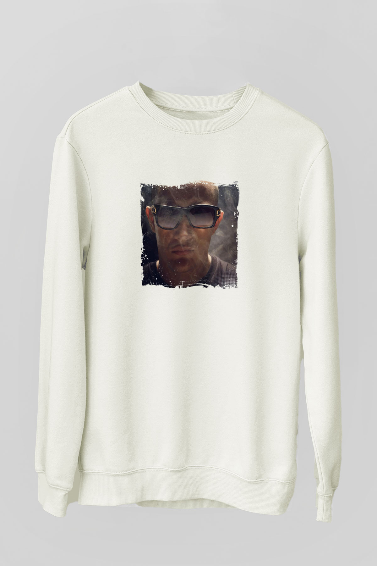 SnakeBaskılı Beyaz Sweatshirt