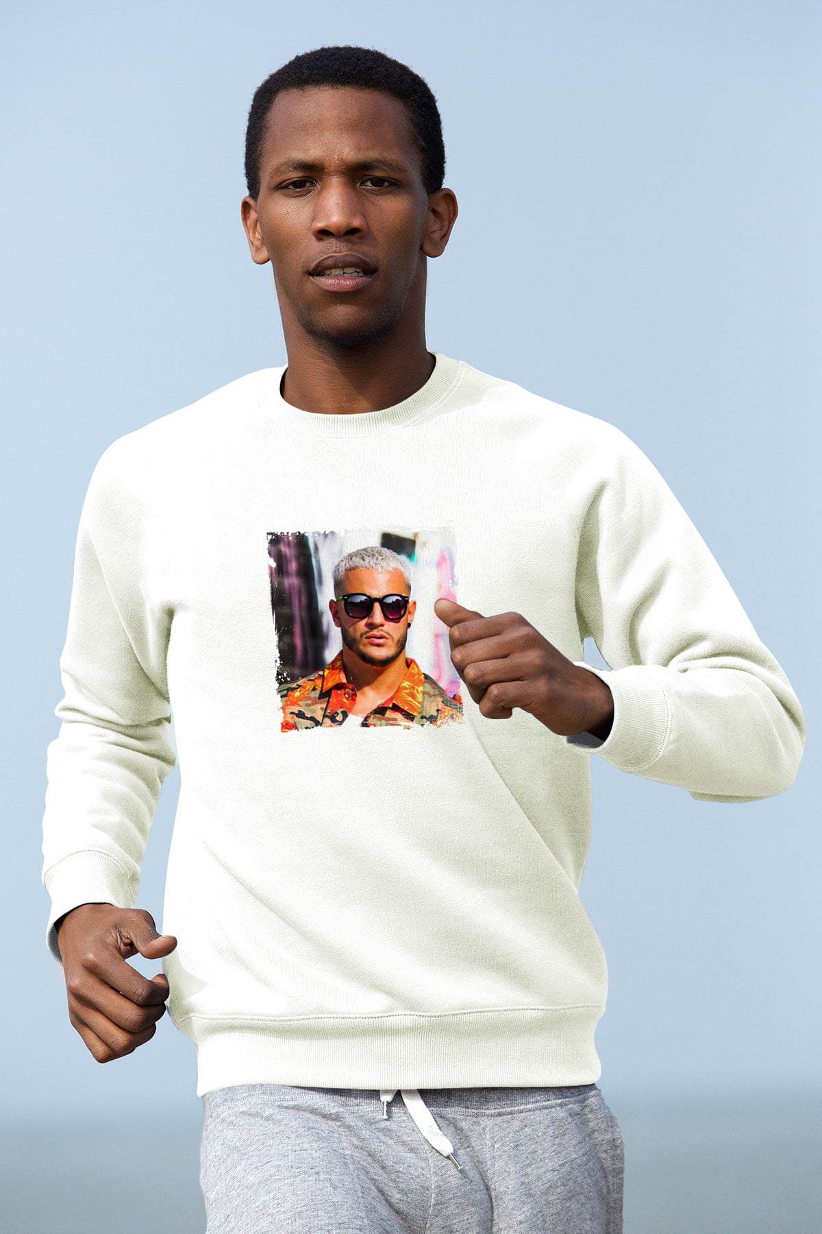 SnakeBaskılı Beyaz Sweatshirt