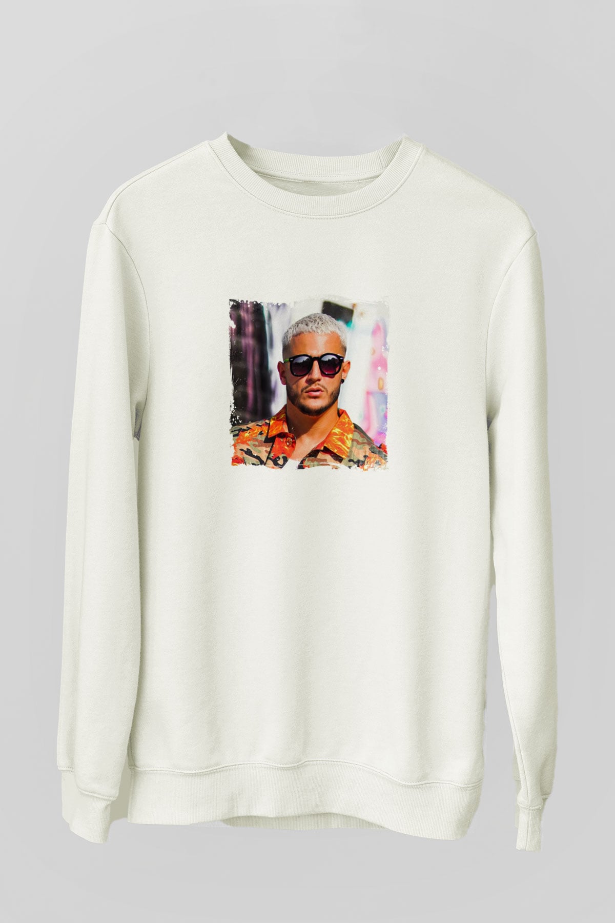 SnakeBaskılı Beyaz Sweatshirt
