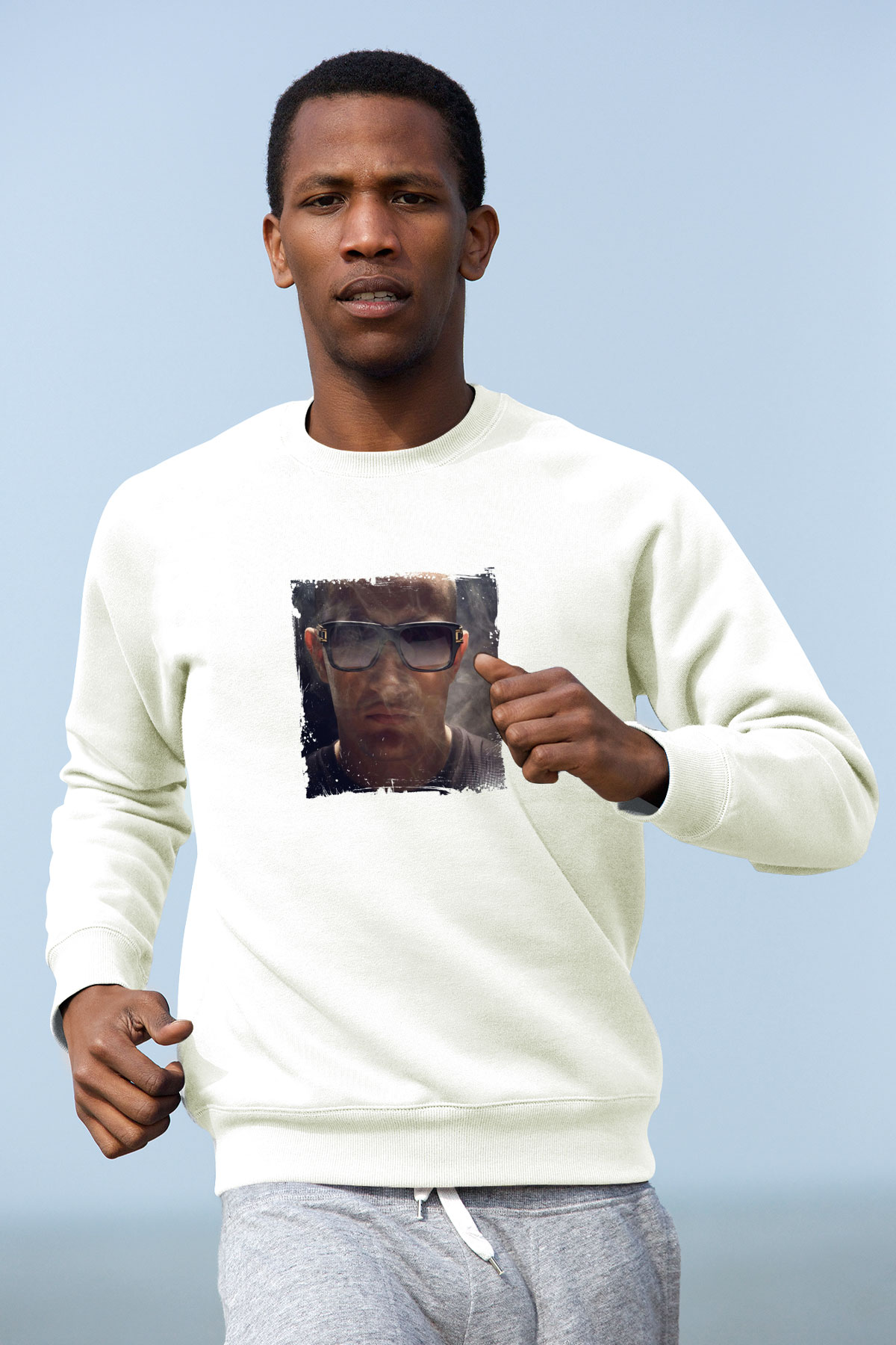 SnakeBaskılı Beyaz Sweatshirt