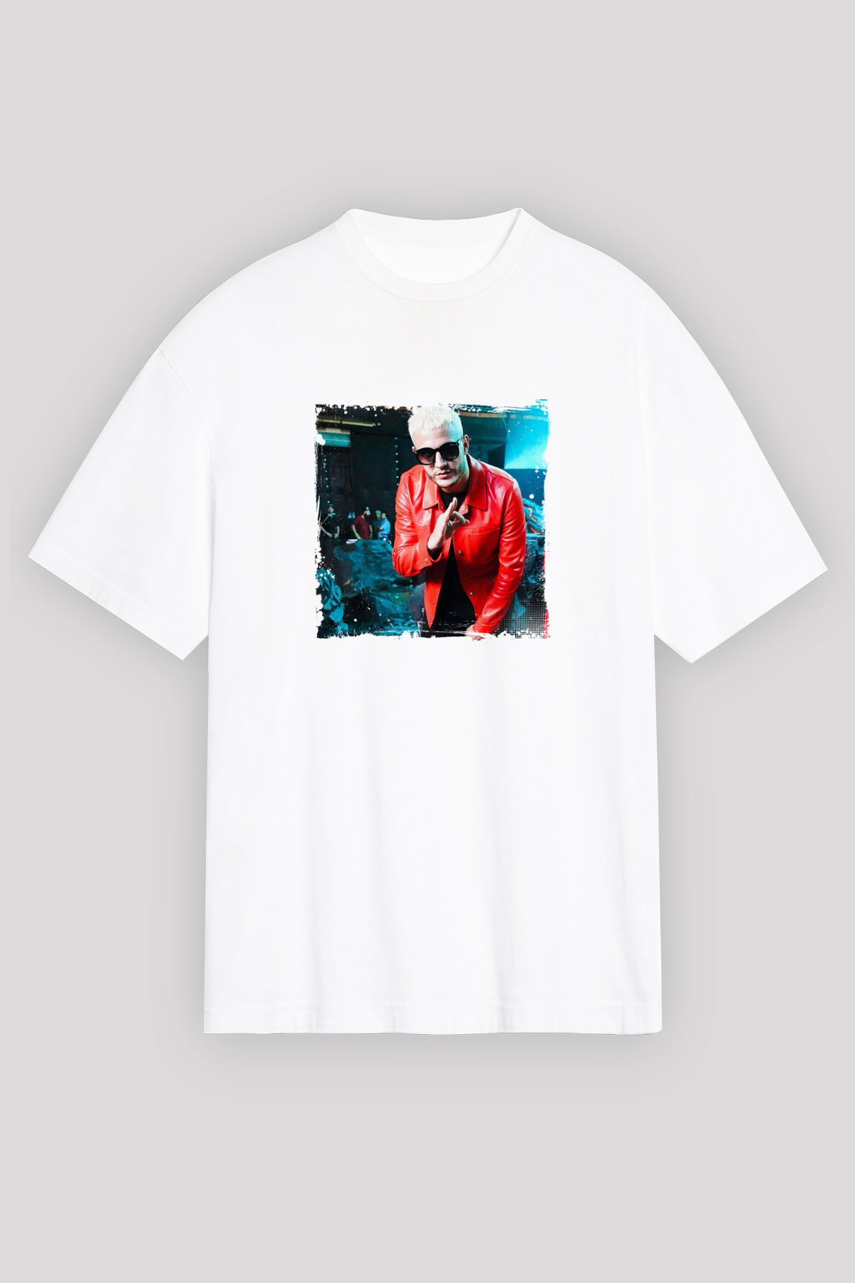 SnakeBaskılı Beyaz Oversize Tişört
