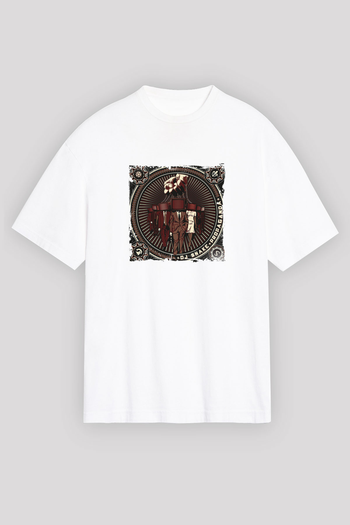 SnakeBaskılı Beyaz Oversize Tişört